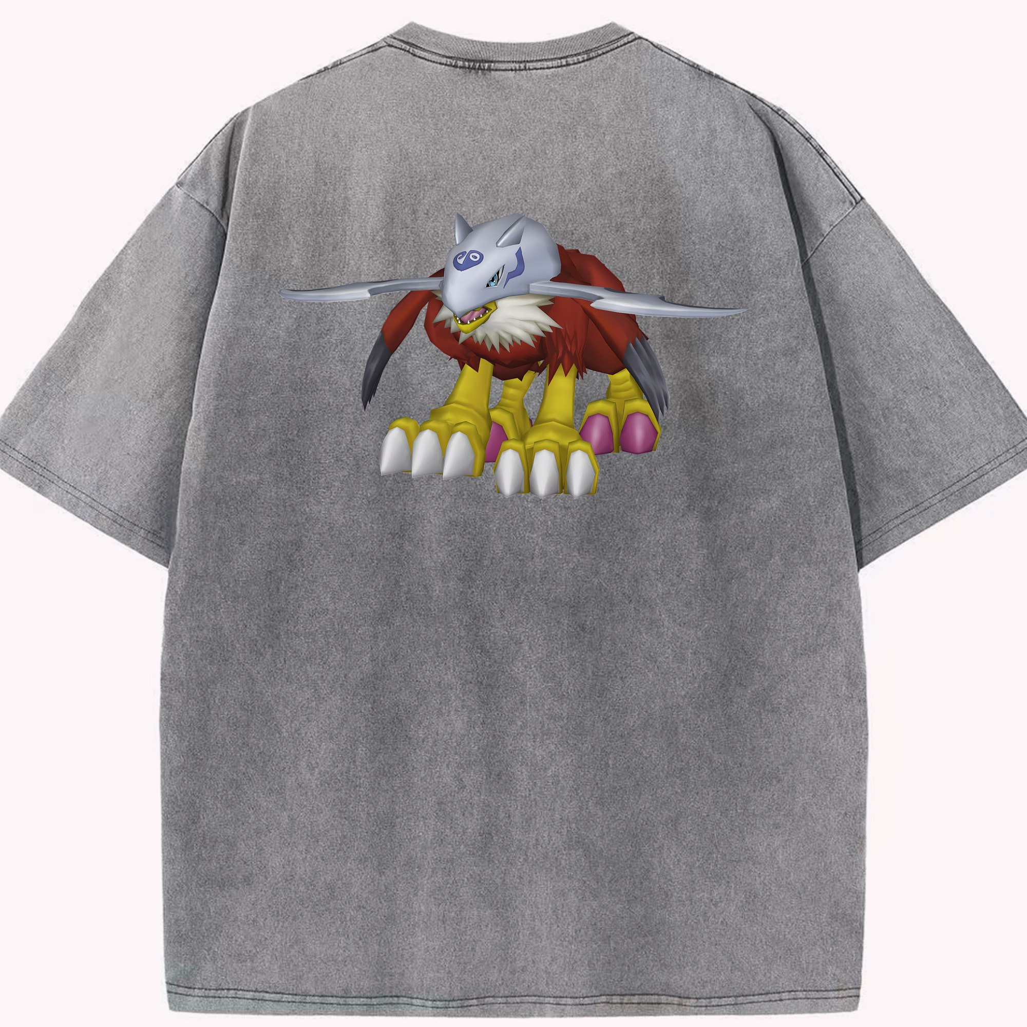 （画像用） Digimon デジタルモンスター/デジモン 綿100% ヴィンテージ風 半袖Tシャツ（背面プリント）