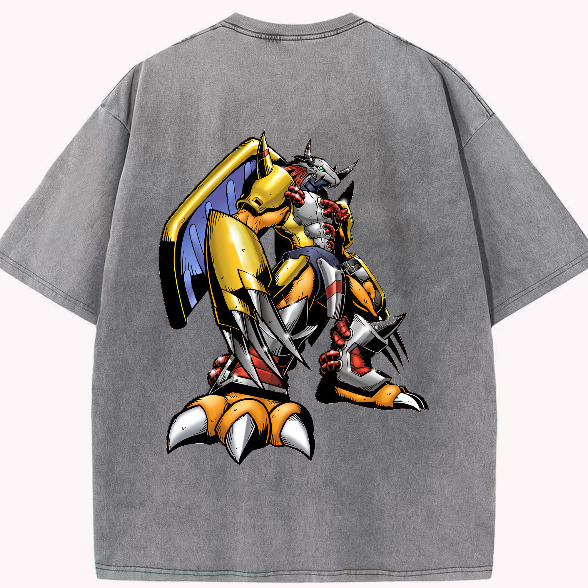 （画像用） Digimon デジタルモンスター/デジモン 綿100% ヴィンテージ風 半袖Tシャツ（背面プリント）