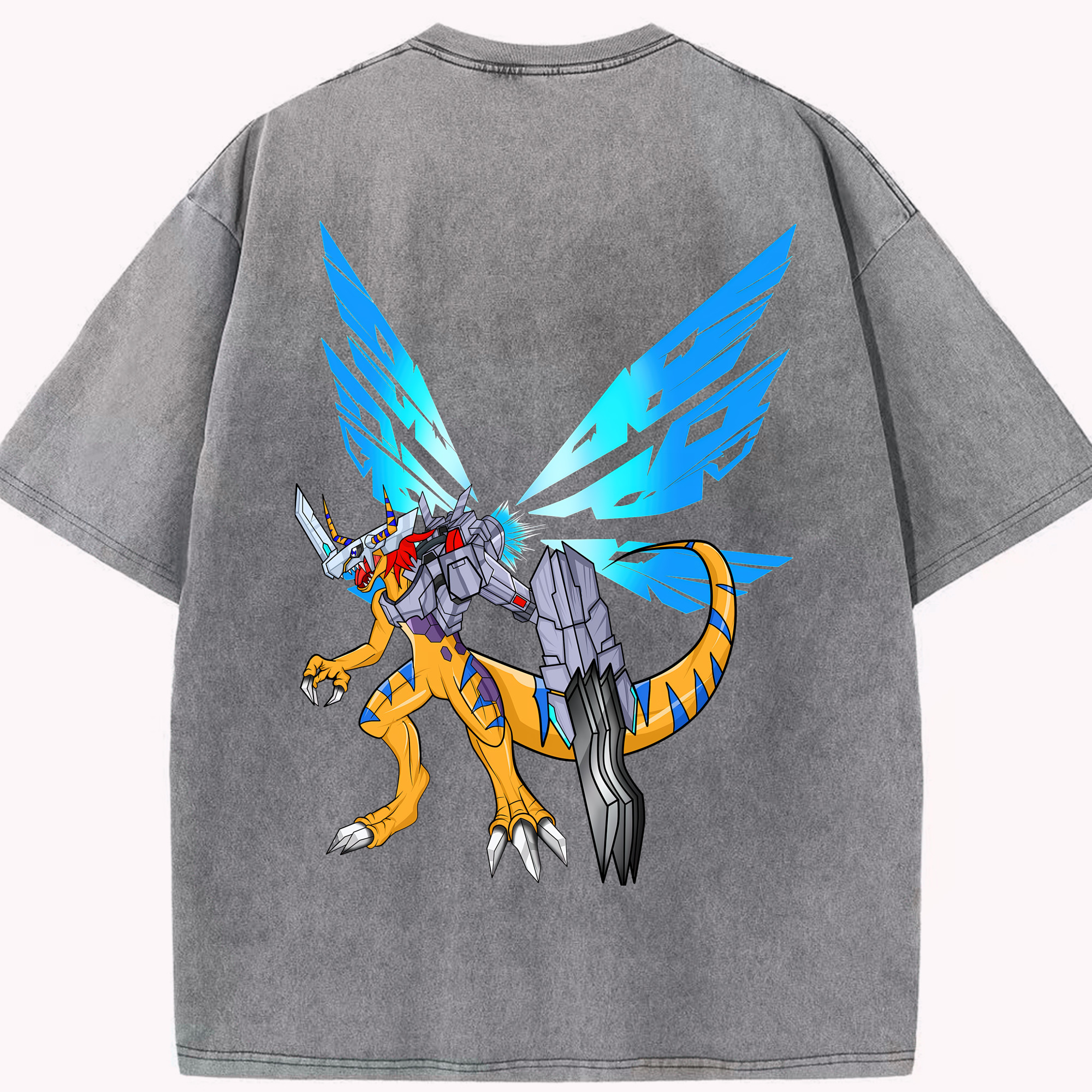 （画像用） Digimon デジタルモンスター/デジモン 綿100% ヴィンテージ風 半袖Tシャツ（背面プリント）
