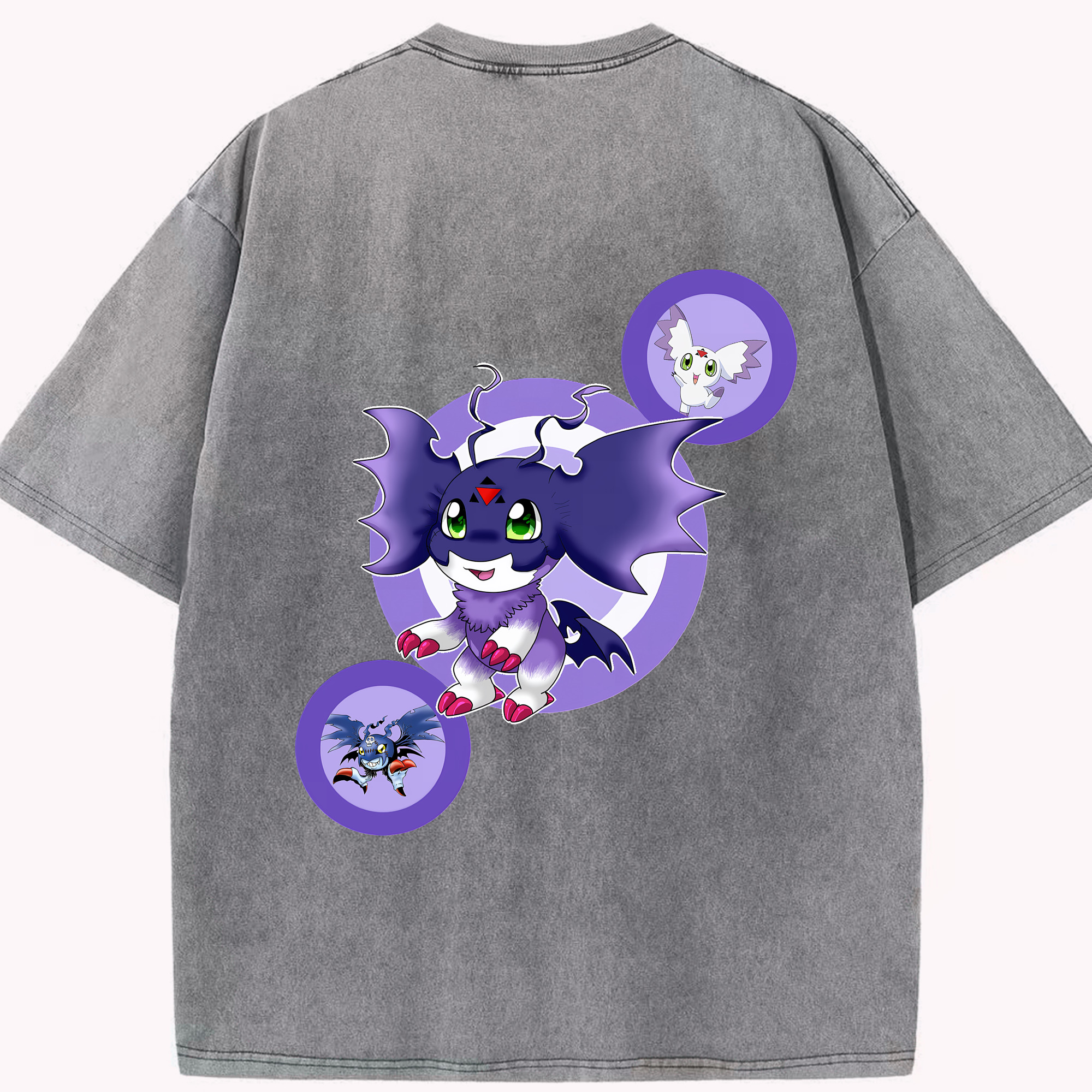 （画像用） Digimon デジタルモンスター/デジモン 綿100% ヴィンテージ風 半袖Tシャツ（背面プリント）