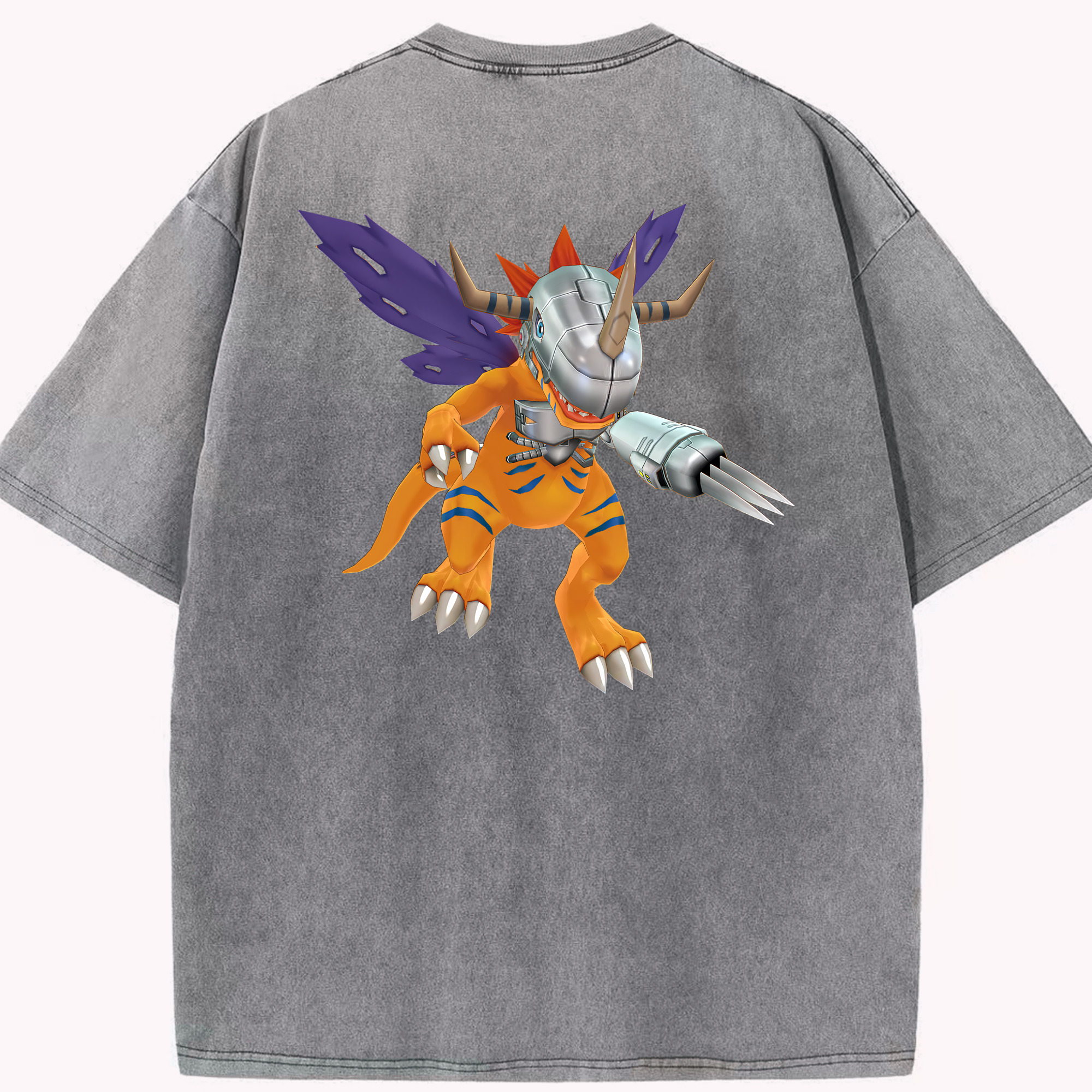 （画像用） Digimon デジタルモンスター/デジモン 綿100% ヴィンテージ風 半袖Tシャツ（背面プリント）