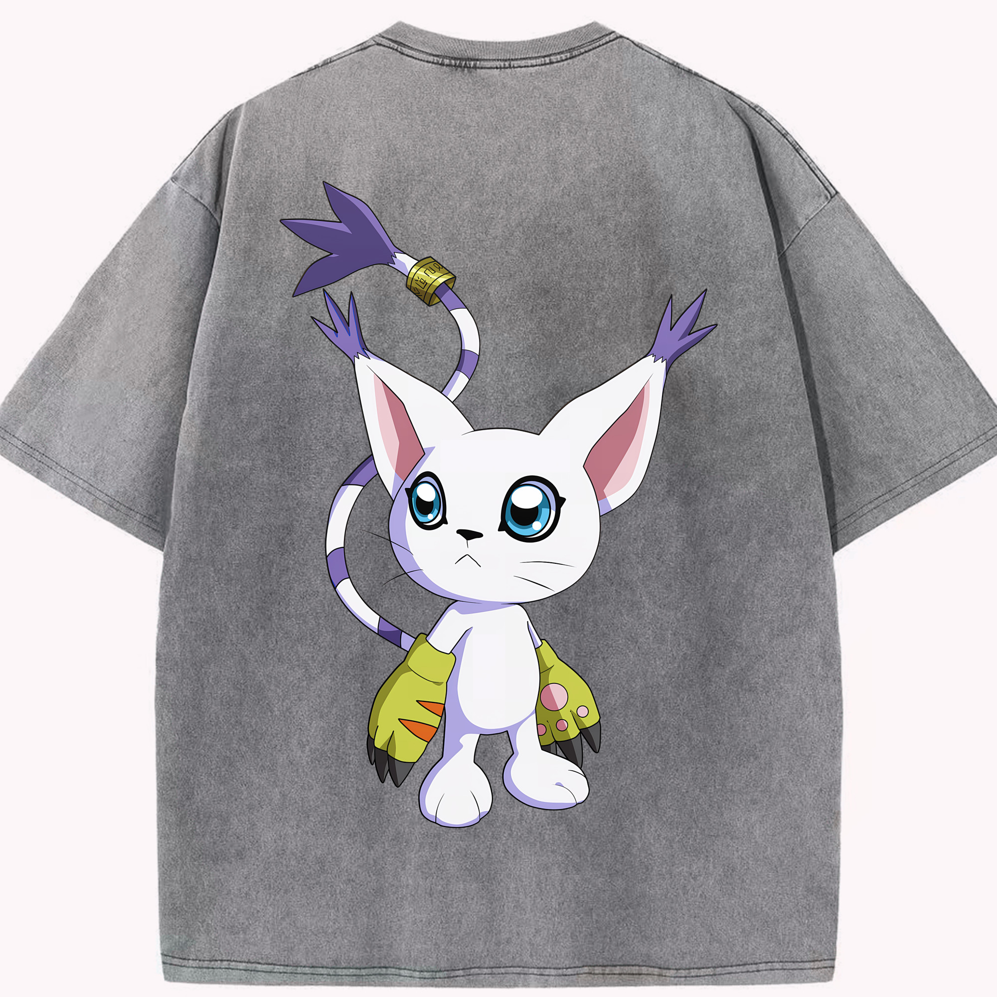 （画像用） Digimon デジタルモンスター/デジモン 綿100% ヴィンテージ風 半袖Tシャツ（背面プリント）