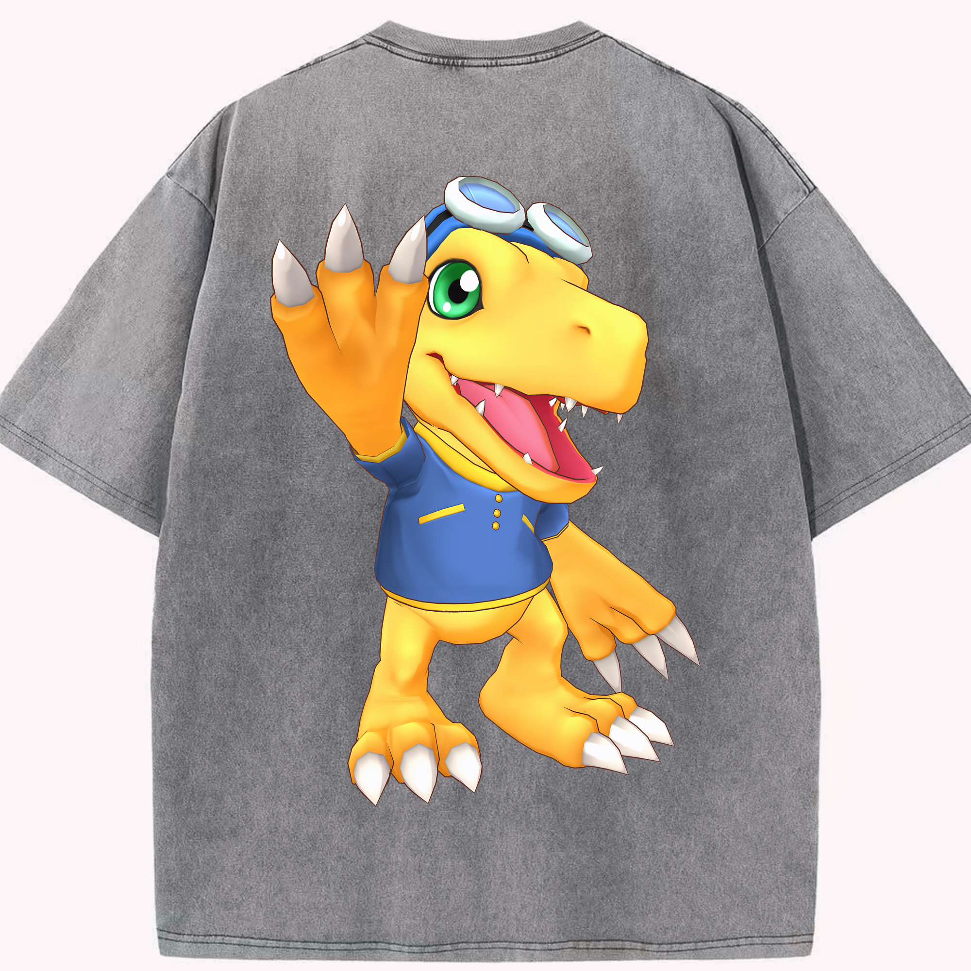 （画像用） Digimon デジタルモンスター/デジモン 綿100% ヴィンテージ風 半袖Tシャツ（背面プリント）
