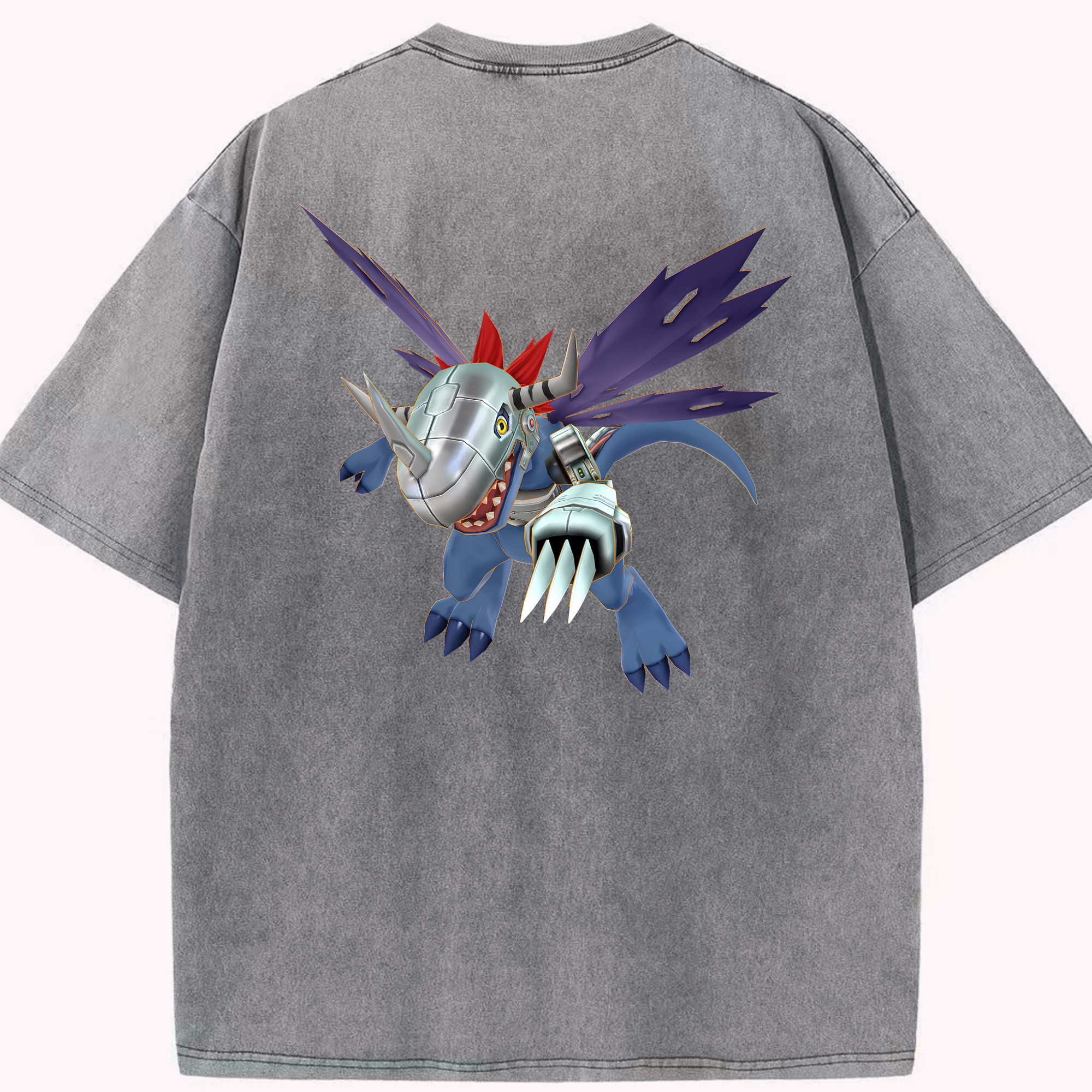 （画像用） Digimon デジタルモンスター/デジモン 綿100% ヴィンテージ風 半袖Tシャツ（背面プリント）