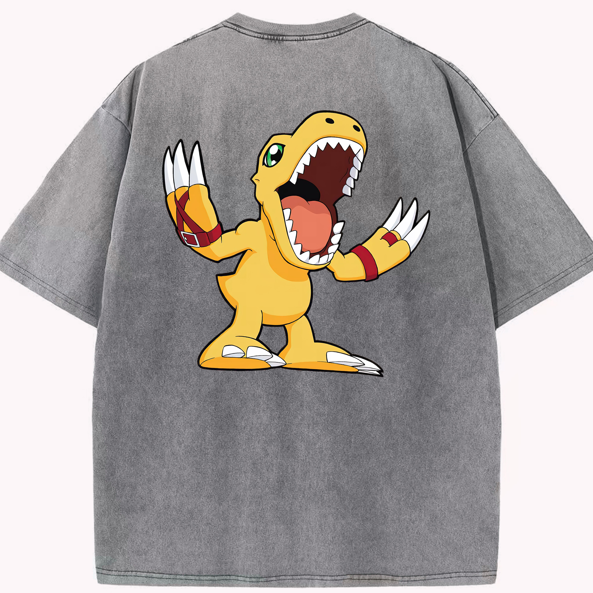 （画像用） Digimon デジタルモンスター/デジモン 綿100% ヴィンテージ風 半袖Tシャツ（背面プリント）