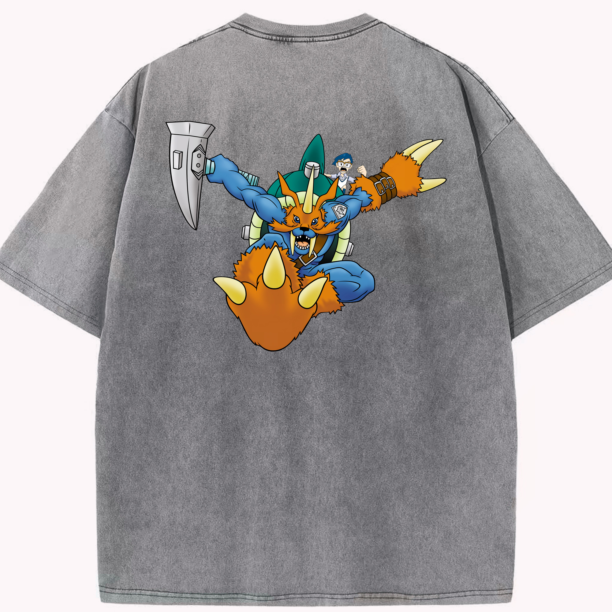 （画像用） Digimon デジタルモンスター/デジモン 綿100% ヴィンテージ風 半袖Tシャツ（背面プリント）