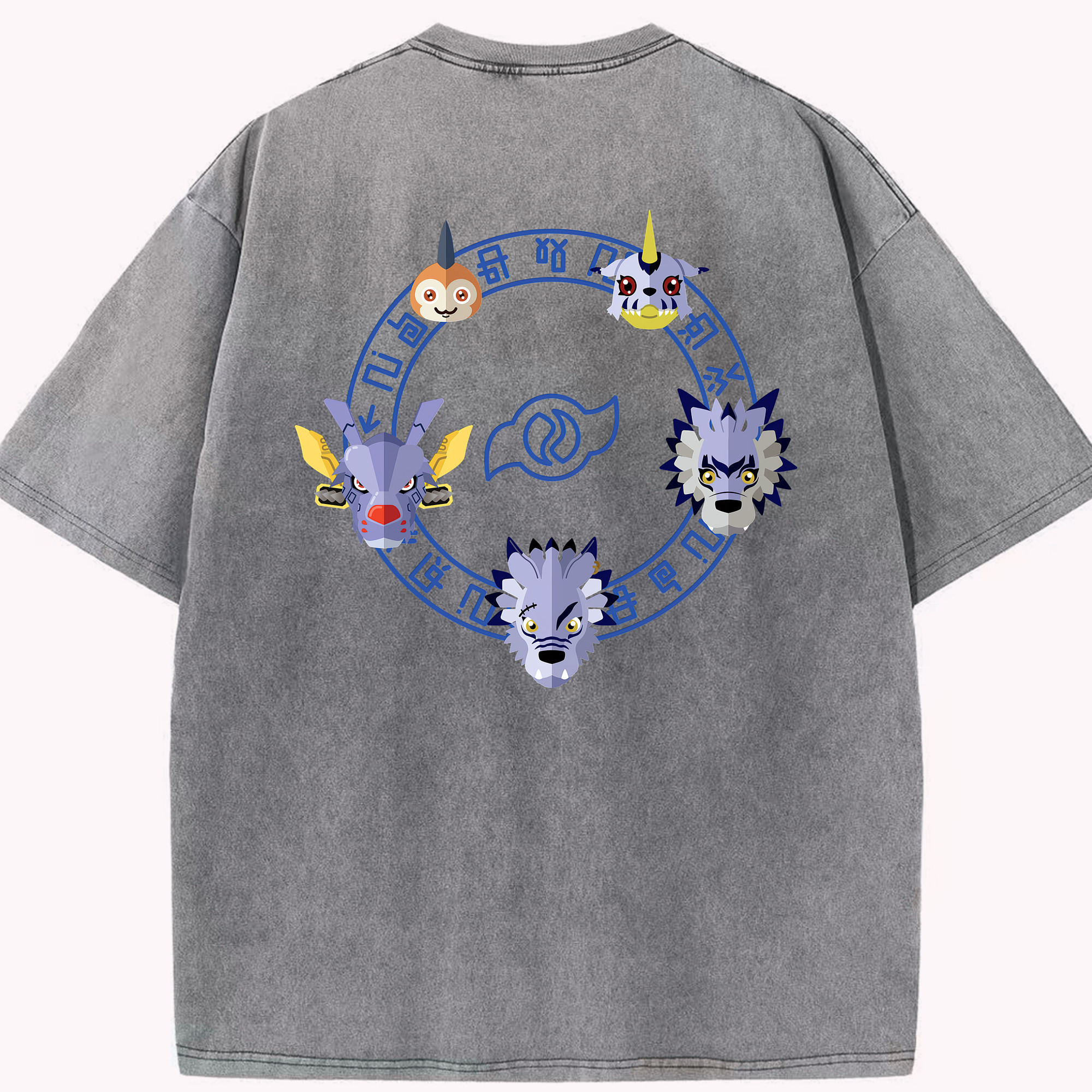（画像用） Digimon デジタルモンスター/デジモン 綿100% ヴィンテージ風 半袖Tシャツ（背面プリント）