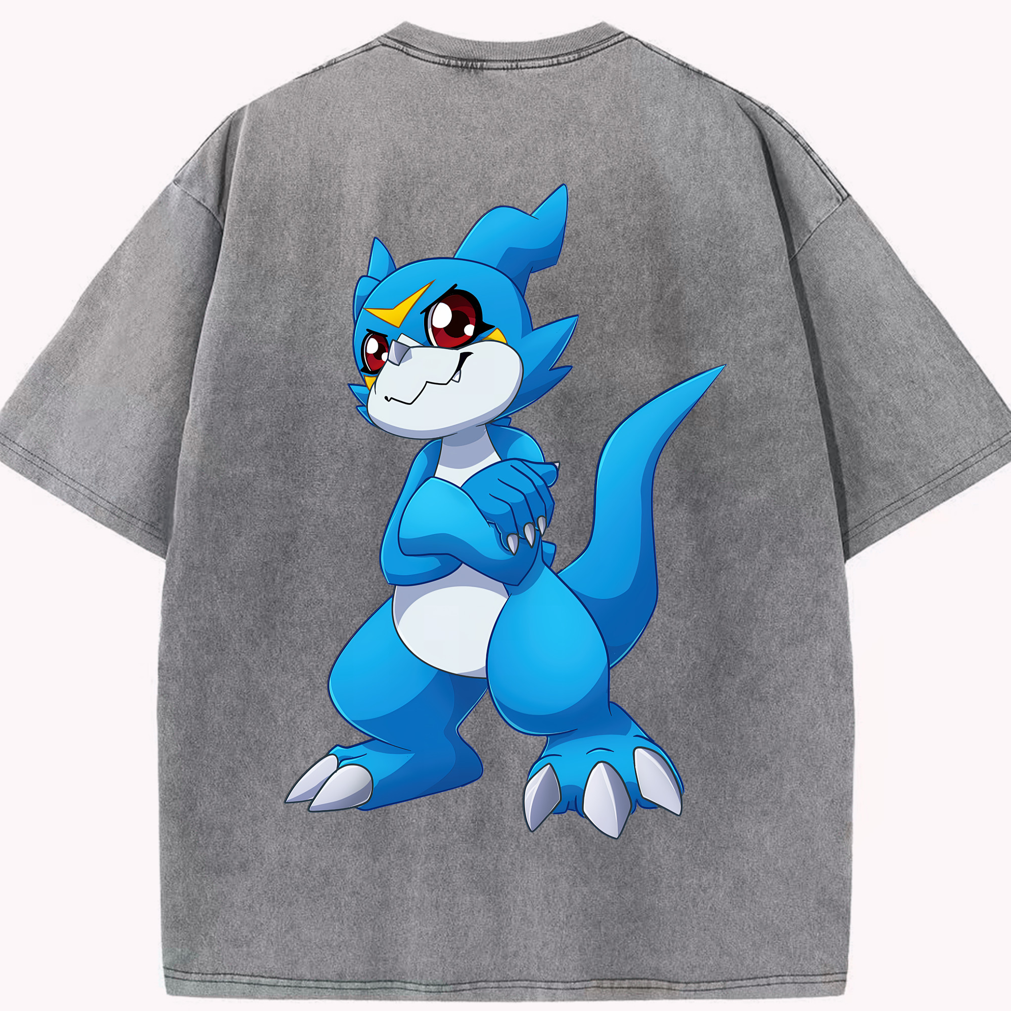 （画像用） Digimon デジタルモンスター/デジモン 綿100% ヴィンテージ風 半袖Tシャツ（背面プリント）