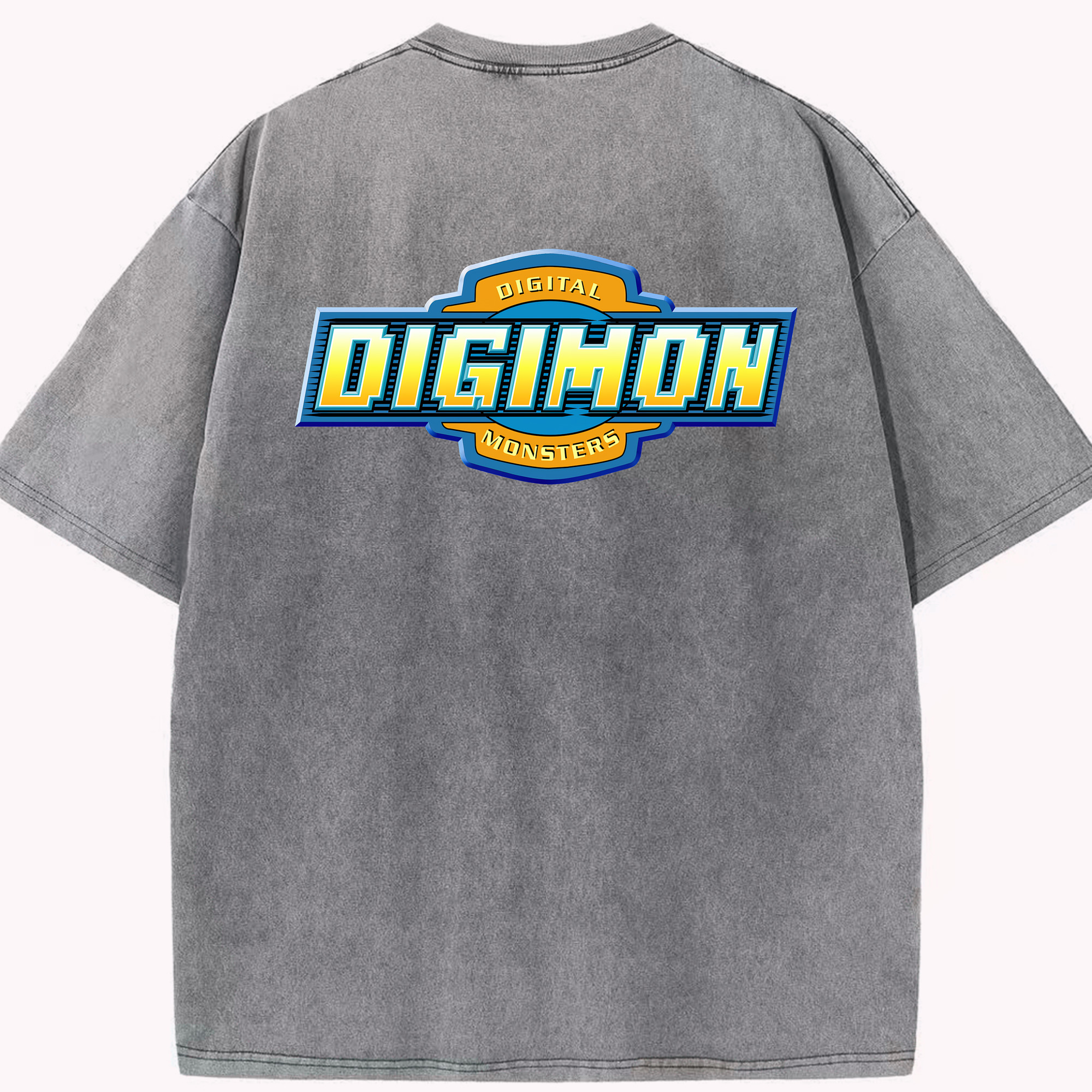 （画像用） Digimon デジタルモンスター/デジモン 綿100% ヴィンテージ風 半袖Tシャツ（背面プリント）