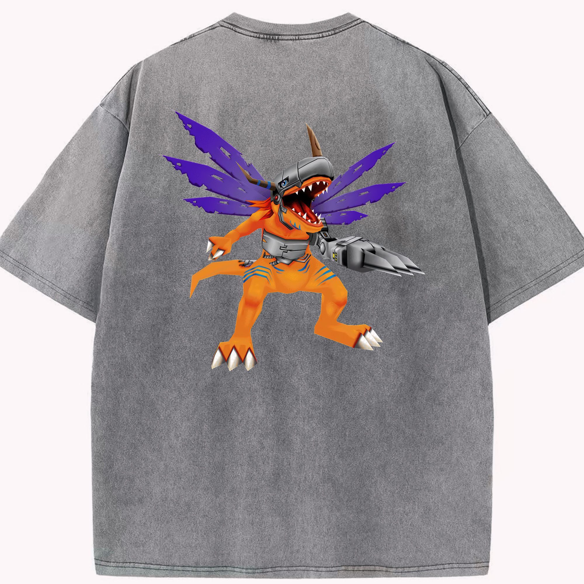 （画像用） Digimon デジタルモンスター/デジモン 綿100% ヴィンテージ風 半袖Tシャツ（背面プリント）