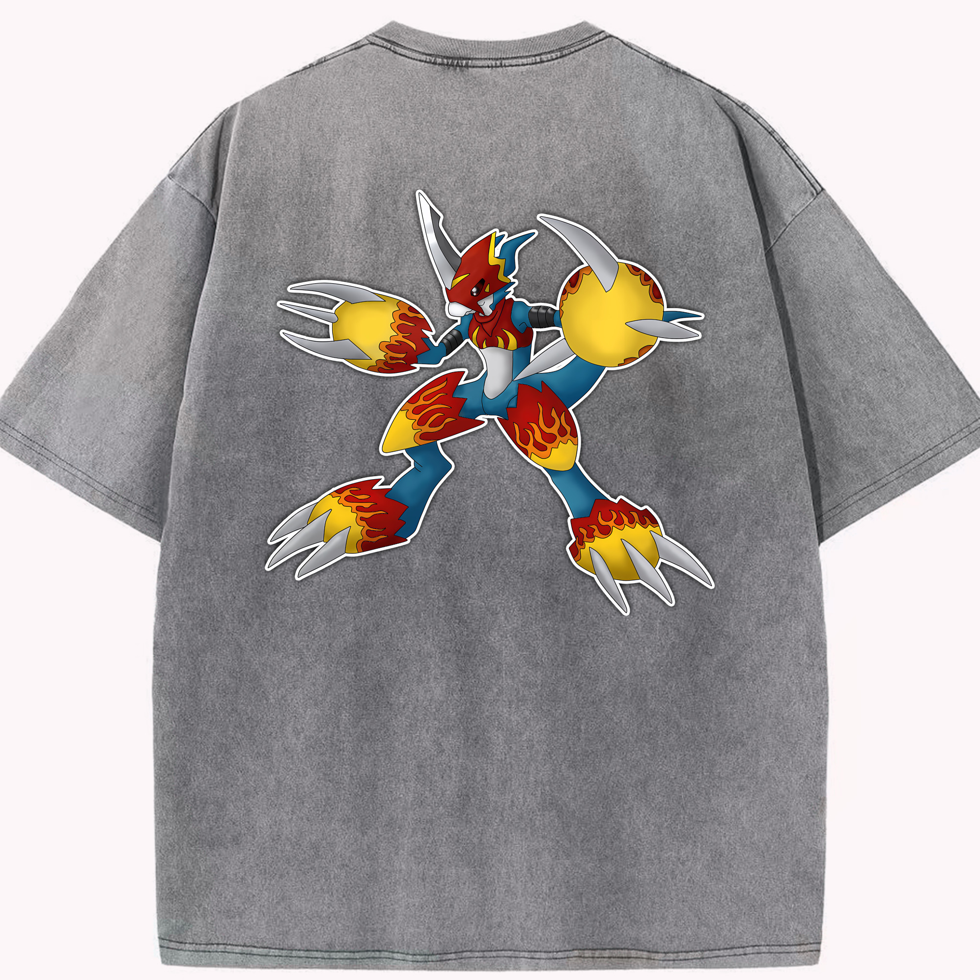 （画像用） Digimon デジタルモンスター/デジモン 綿100% ヴィンテージ風 半袖Tシャツ（背面プリント）