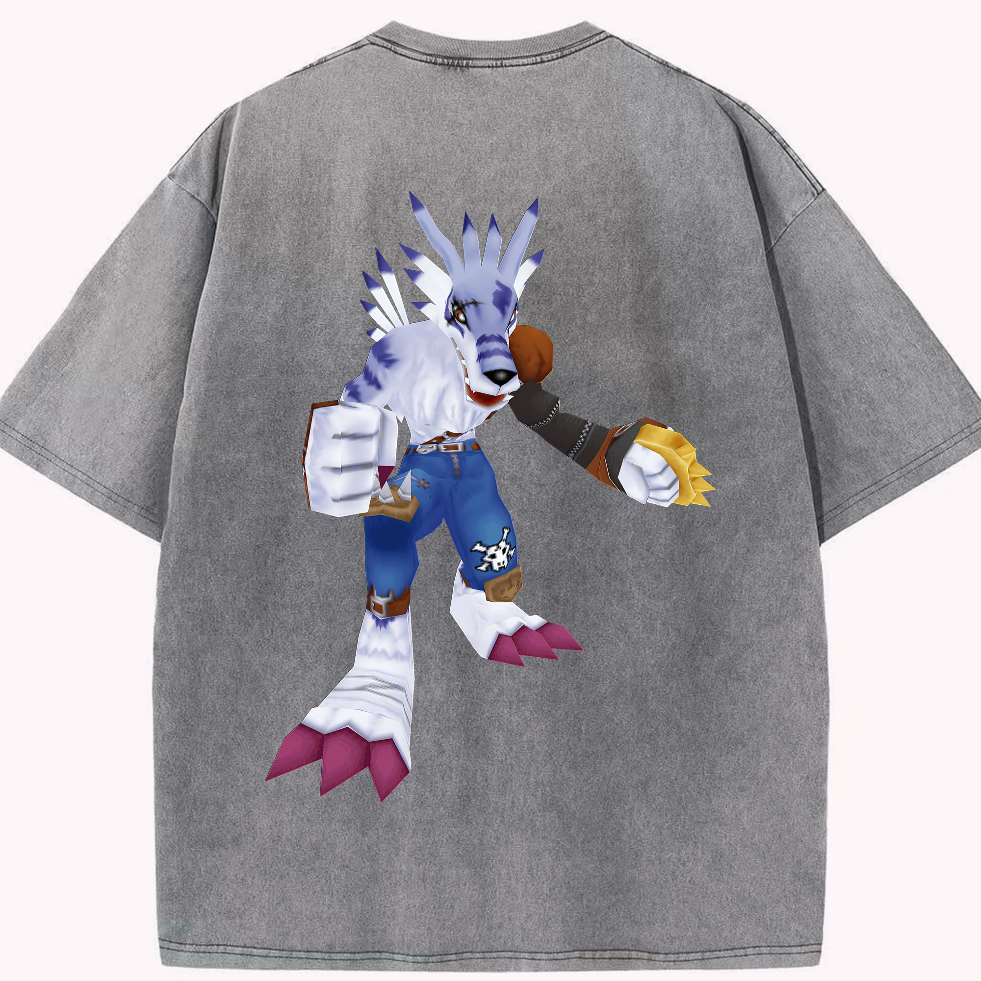 （画像用） Digimon デジタルモンスター/デジモン 綿100% ヴィンテージ風 半袖Tシャツ（背面プリント）
