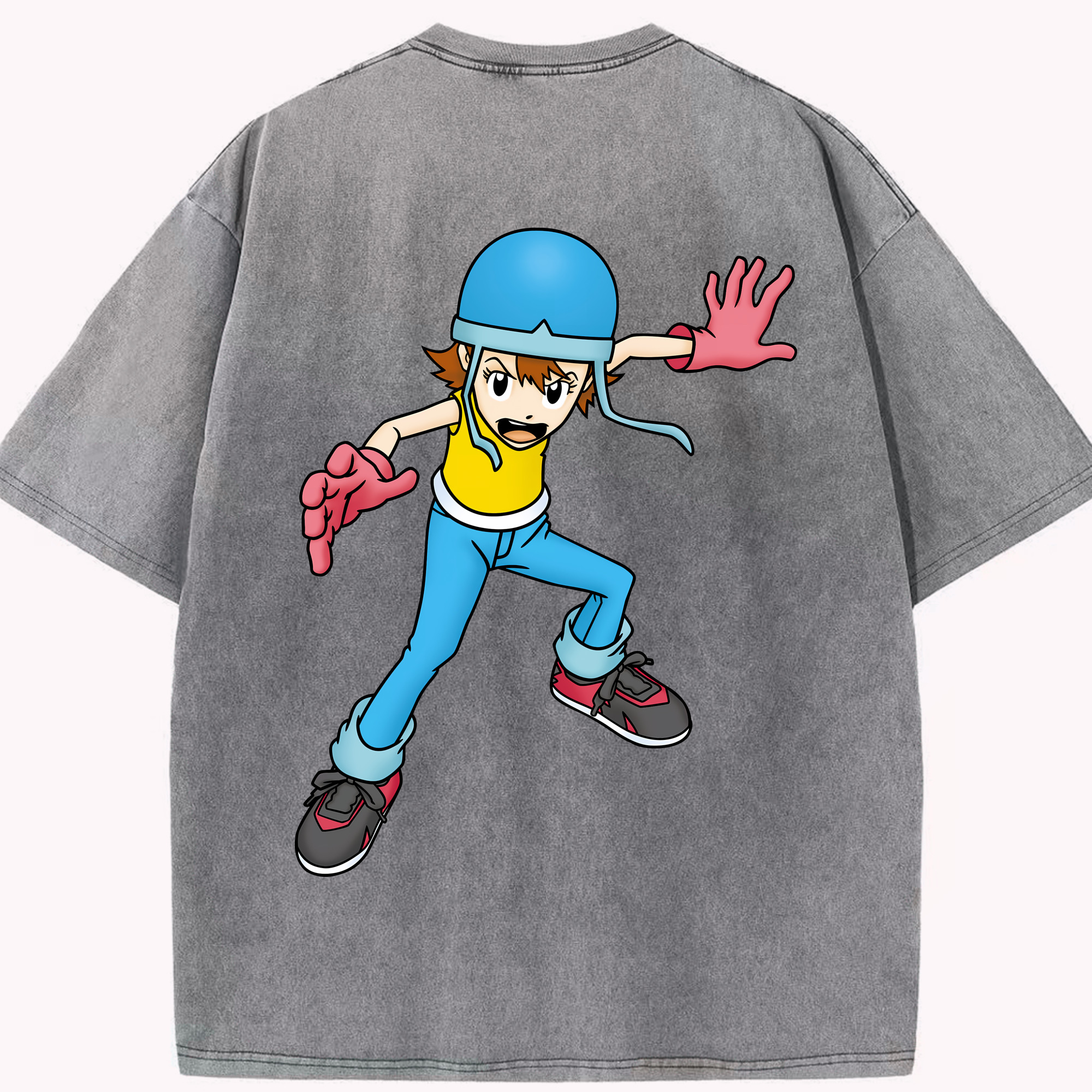 （画像用） Digimon デジタルモンスター/デジモン 綿100% ヴィンテージ風 半袖Tシャツ（背面プリント）