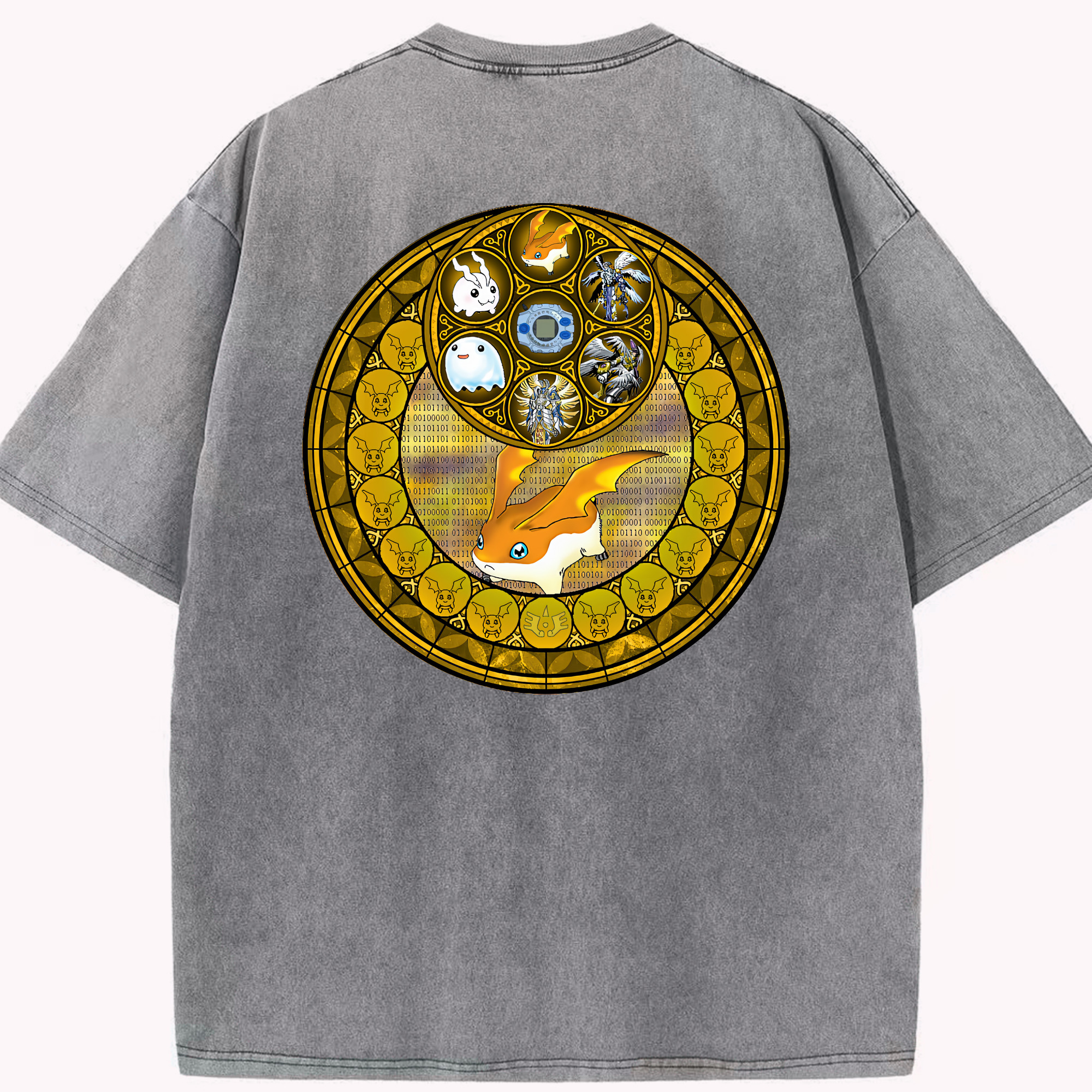 （画像用） Digimon デジタルモンスター/デジモン 綿100% ヴィンテージ風 半袖Tシャツ（背面プリント）