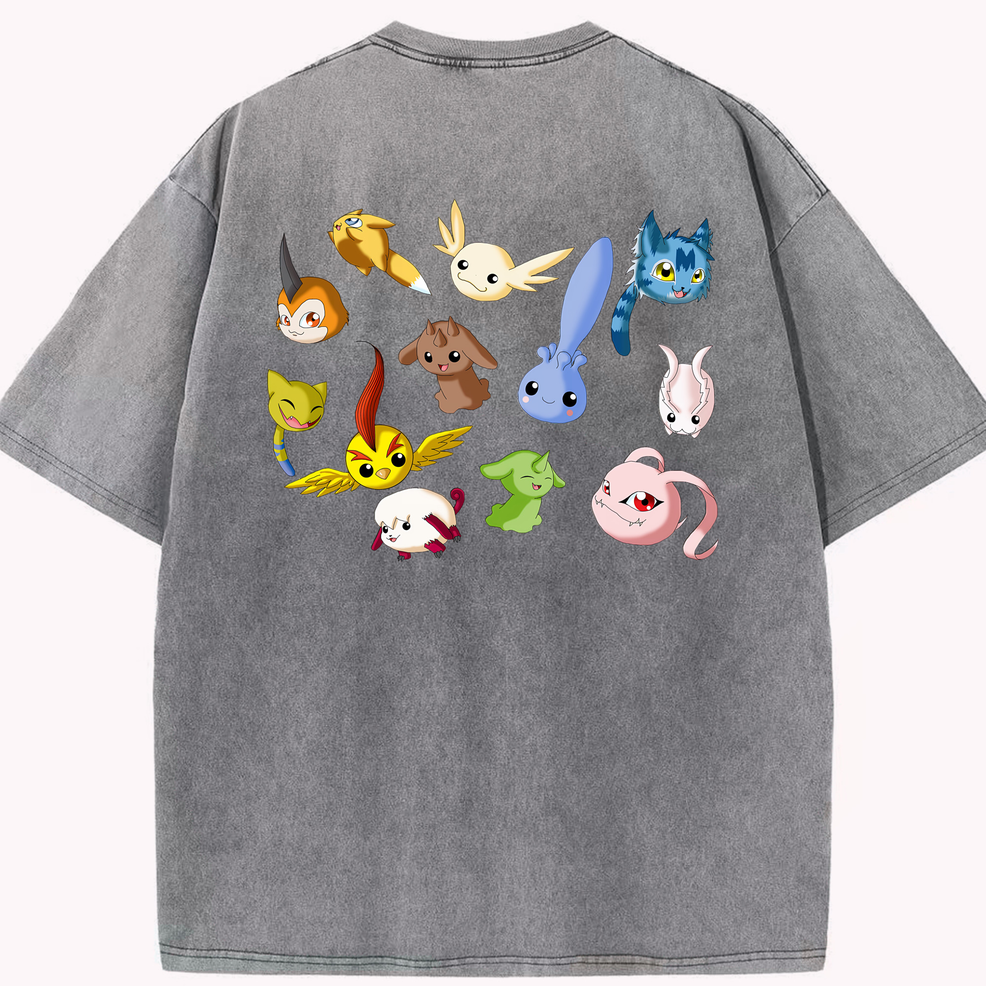 （画像用） Digimon デジタルモンスター/デジモン 綿100% ヴィンテージ風 半袖Tシャツ（背面プリント）