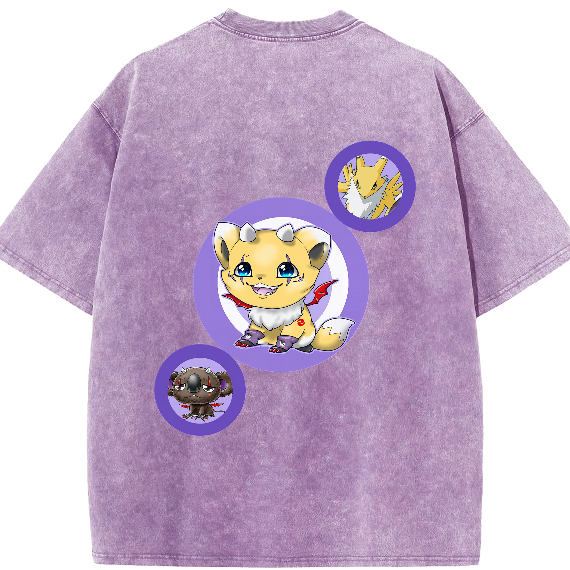 （画像用） Digimon デジタルモンスター/デジモン 綿100% ヴィンテージ風 半袖Tシャツ（背面プリント）