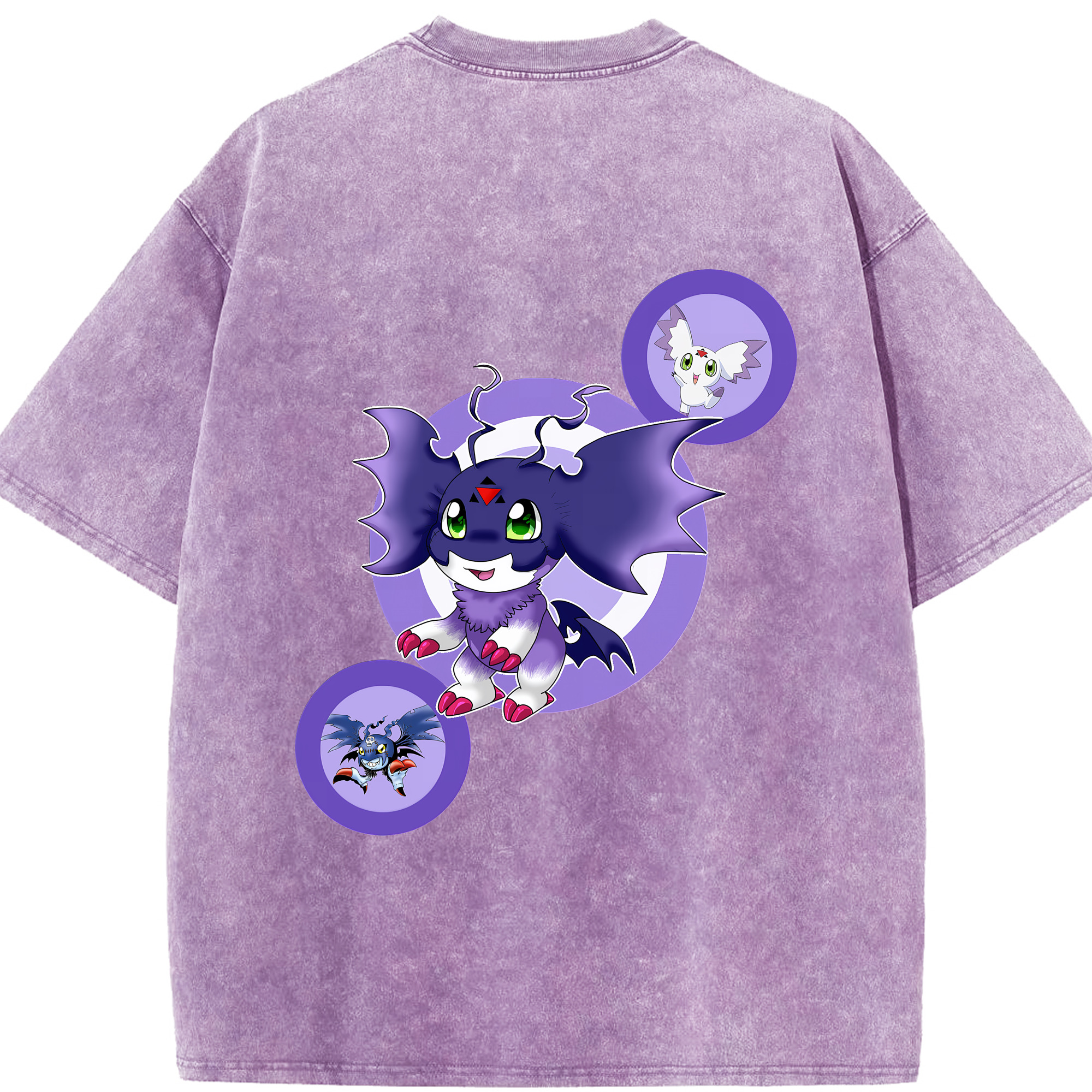 （画像用） Digimon デジタルモンスター/デジモン 綿100% ヴィンテージ風 半袖Tシャツ（背面プリント）
