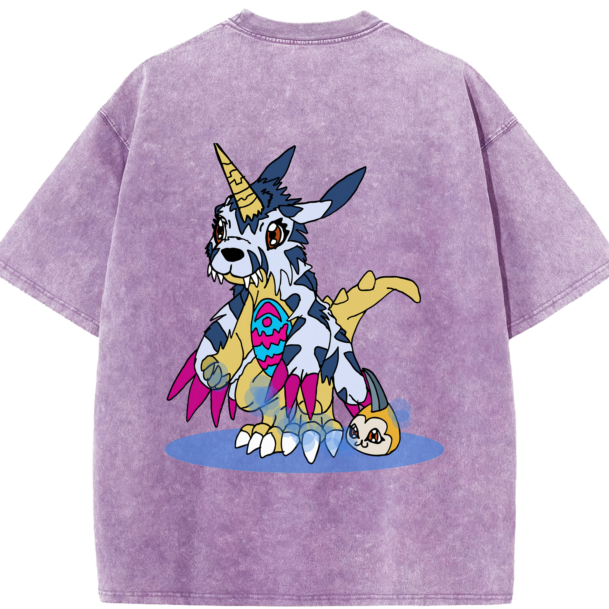 （画像用） Digimon デジタルモンスター/デジモン 綿100% ヴィンテージ風 半袖Tシャツ（背面プリント）