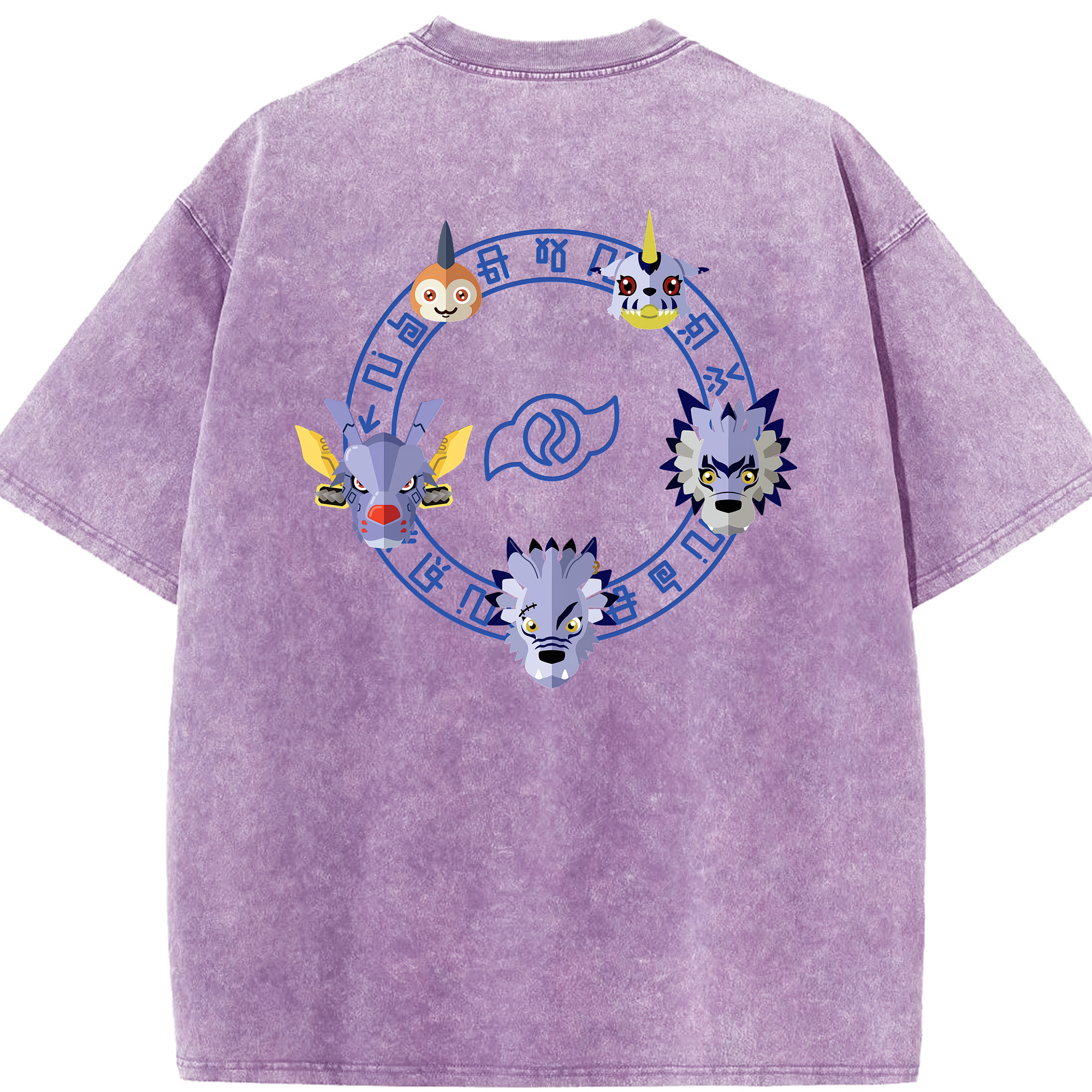 （画像用） Digimon デジタルモンスター/デジモン 綿100% ヴィンテージ風 半袖Tシャツ（背面プリント）