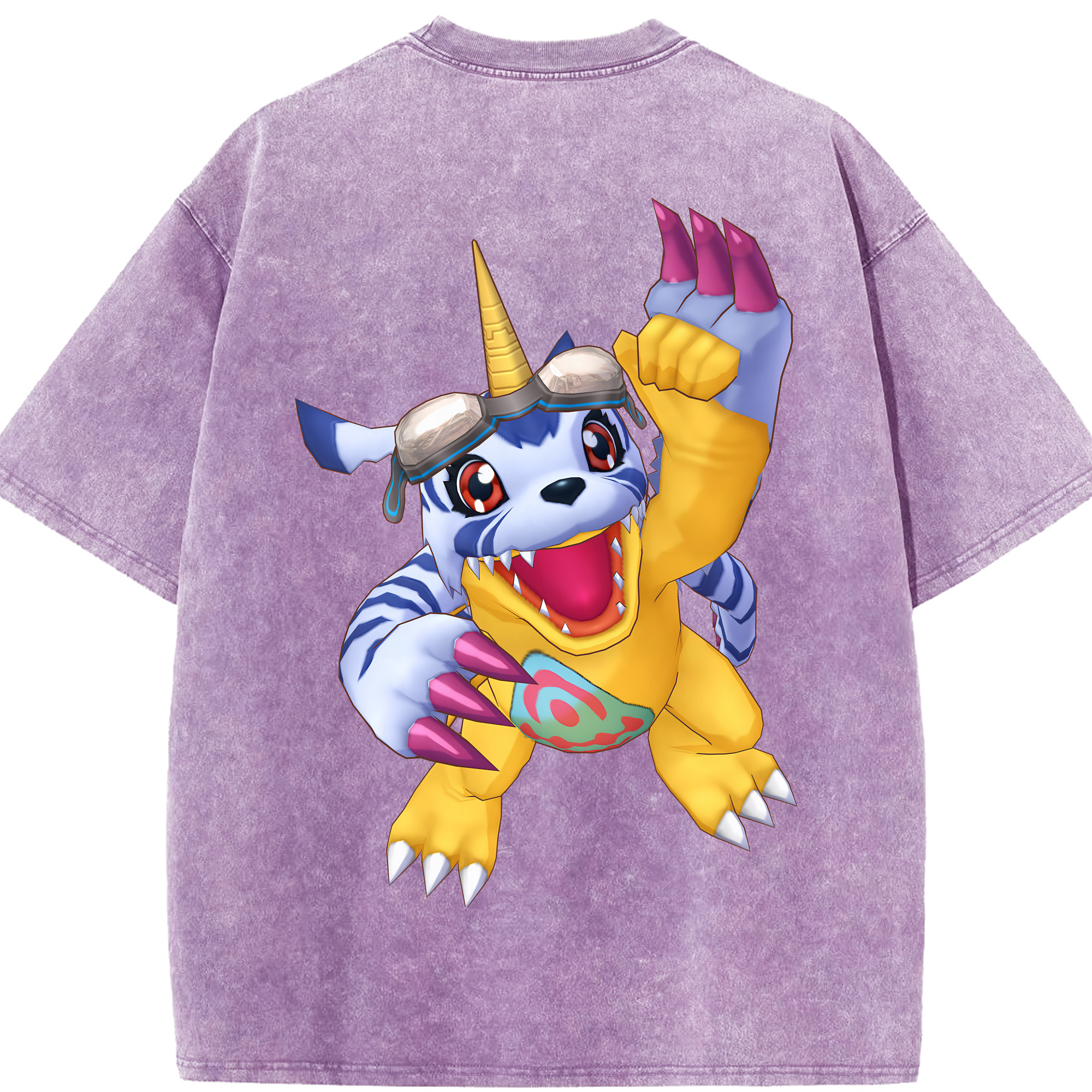 （画像用） Digimon デジタルモンスター/デジモン 綿100% ヴィンテージ風 半袖Tシャツ（背面プリント）