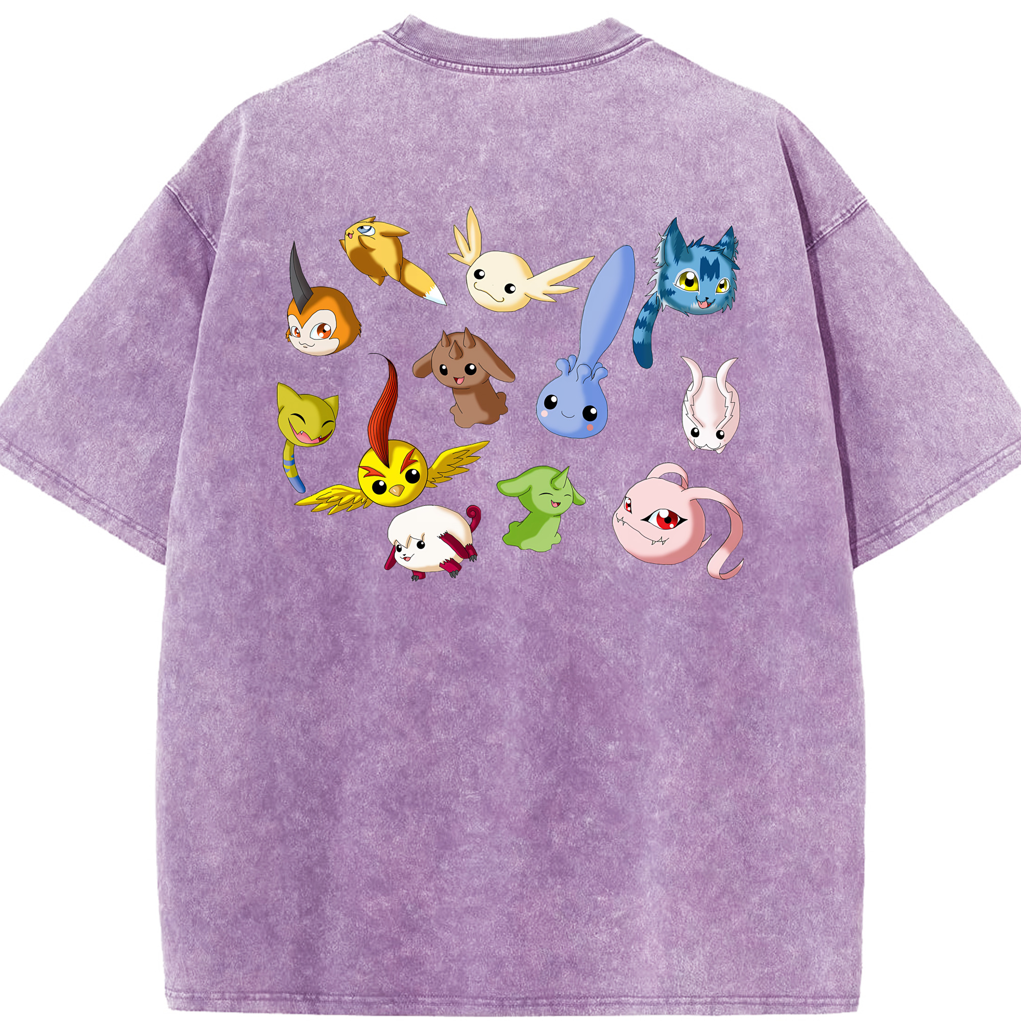 （画像用） Digimon デジタルモンスター/デジモン 綿100% ヴィンテージ風 半袖Tシャツ（背面プリント）