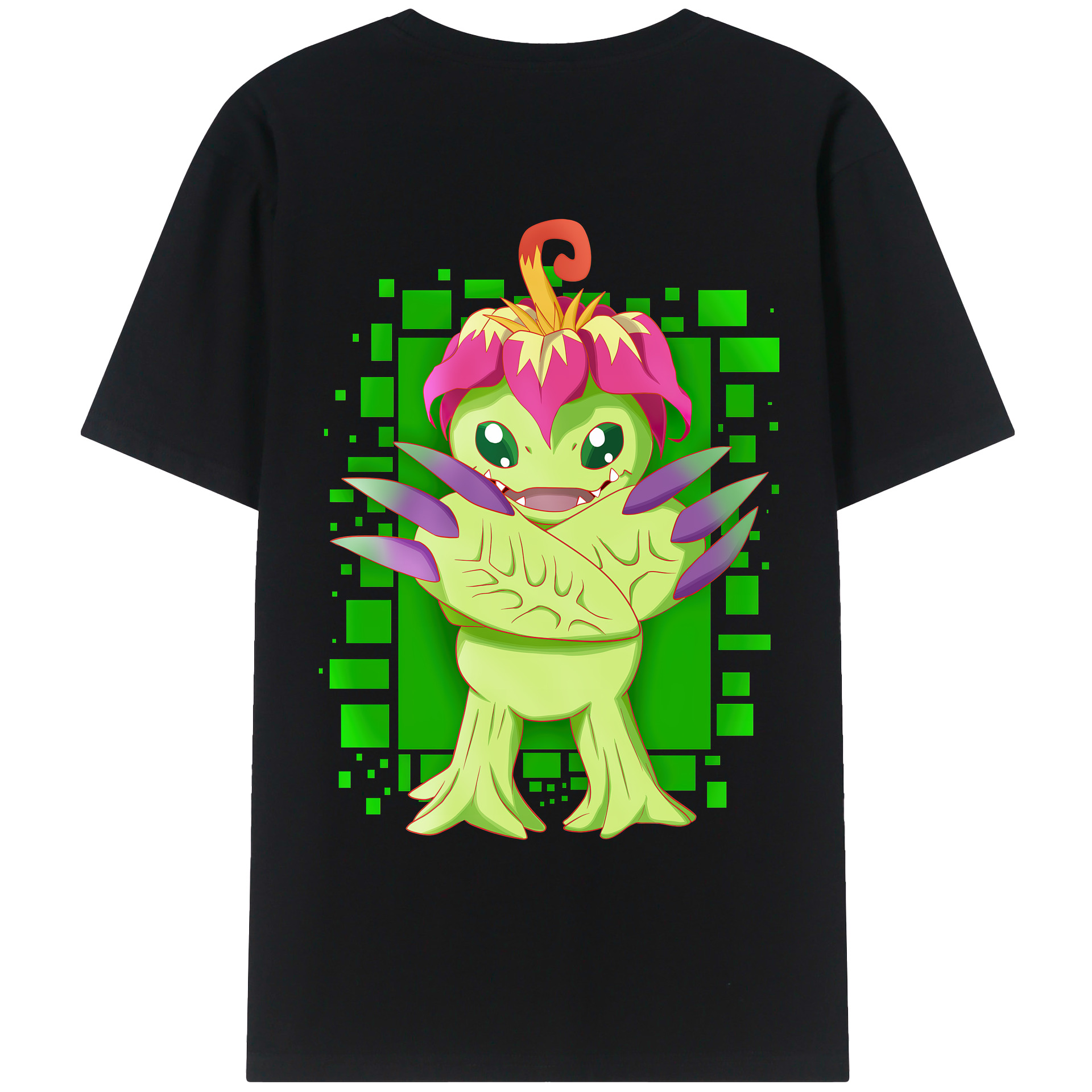 （画像用） Digimon デジタルモンスター/デジモン 綿100％ メンズ半袖Tシャツ（バックプリント） 通気性