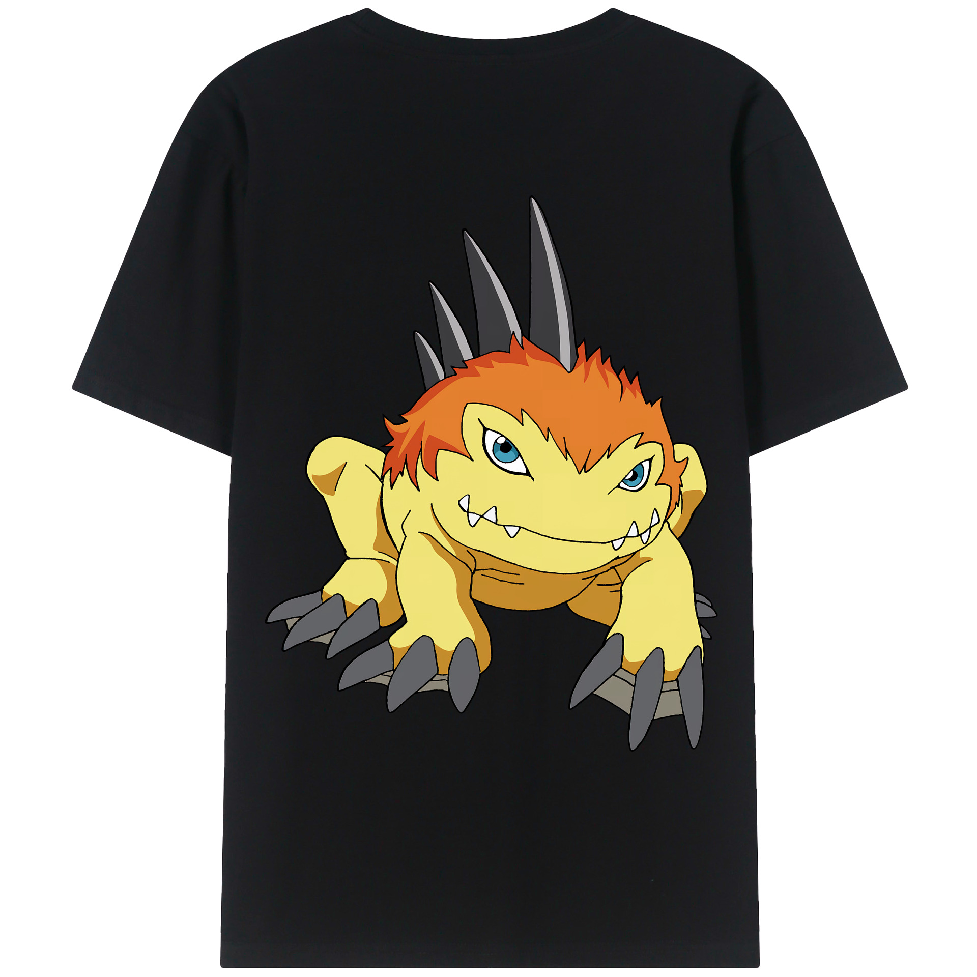 （画像用） Digimon デジタルモンスター/デジモン 綿100％ メンズ半袖Tシャツ（バックプリント） 通気性
