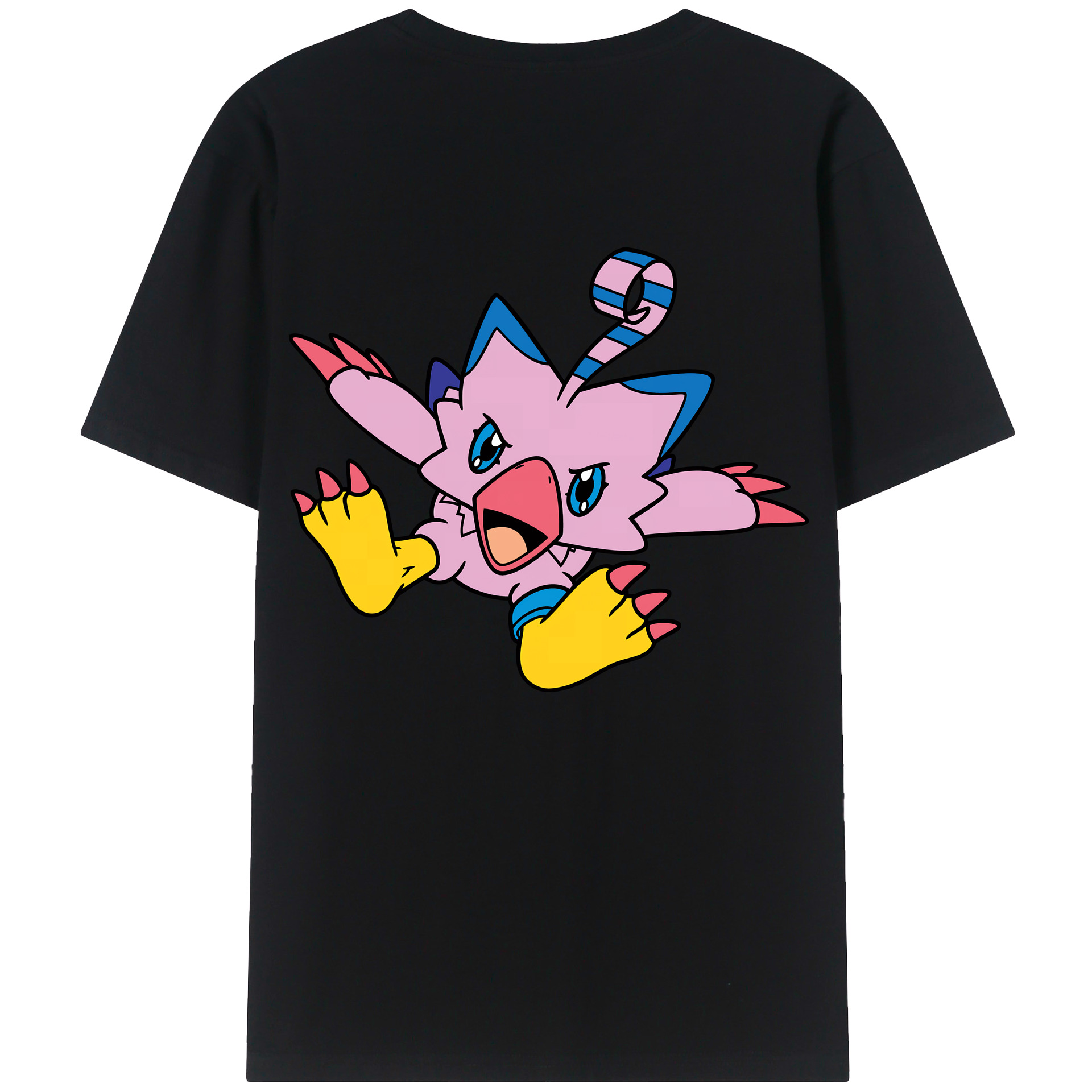 （画像用） Digimon デジタルモンスター/デジモン 綿100％ メンズ半袖Tシャツ（バックプリント） 通気性