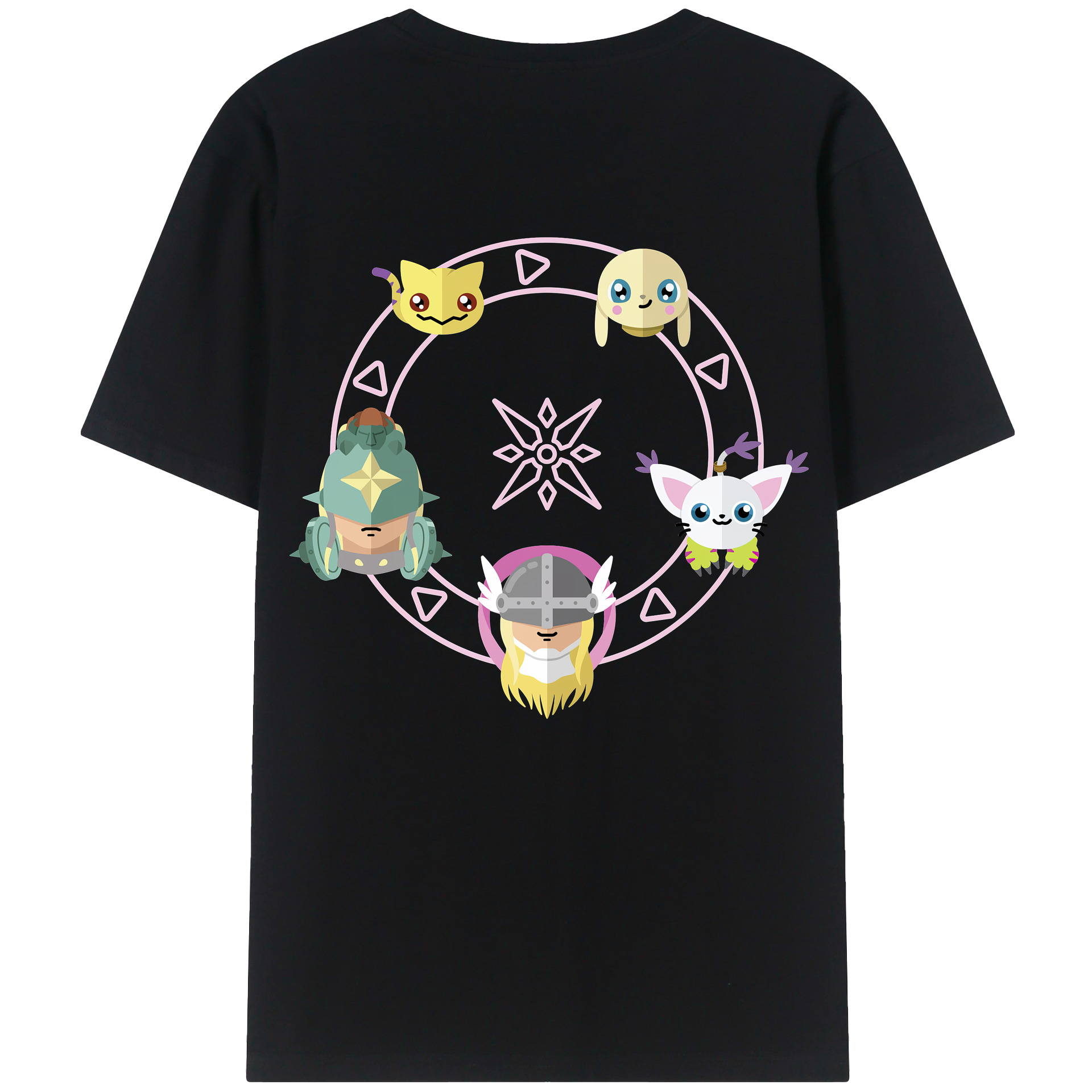 （画像用） Digimon デジタルモンスター/デジモン 綿100％ メンズ半袖Tシャツ（バックプリント） 通気性