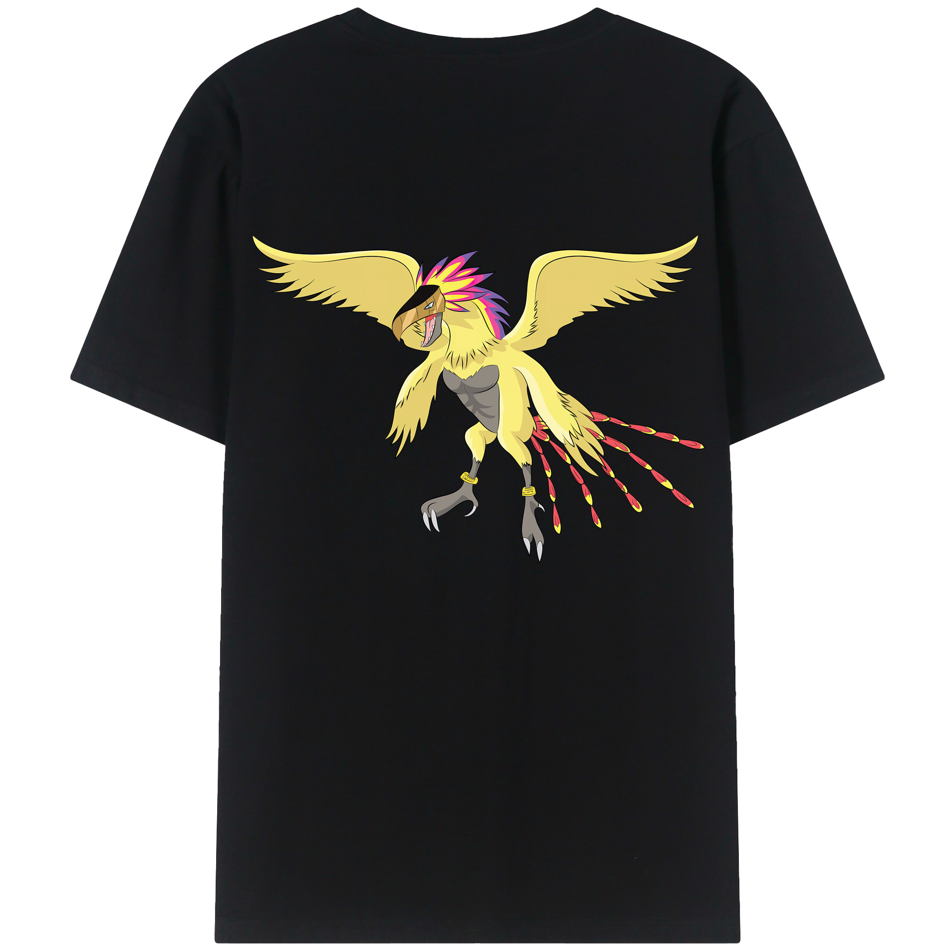 （画像用） Digimon デジタルモンスター/デジモン 綿100％ メンズ半袖Tシャツ（バックプリント） 通気性