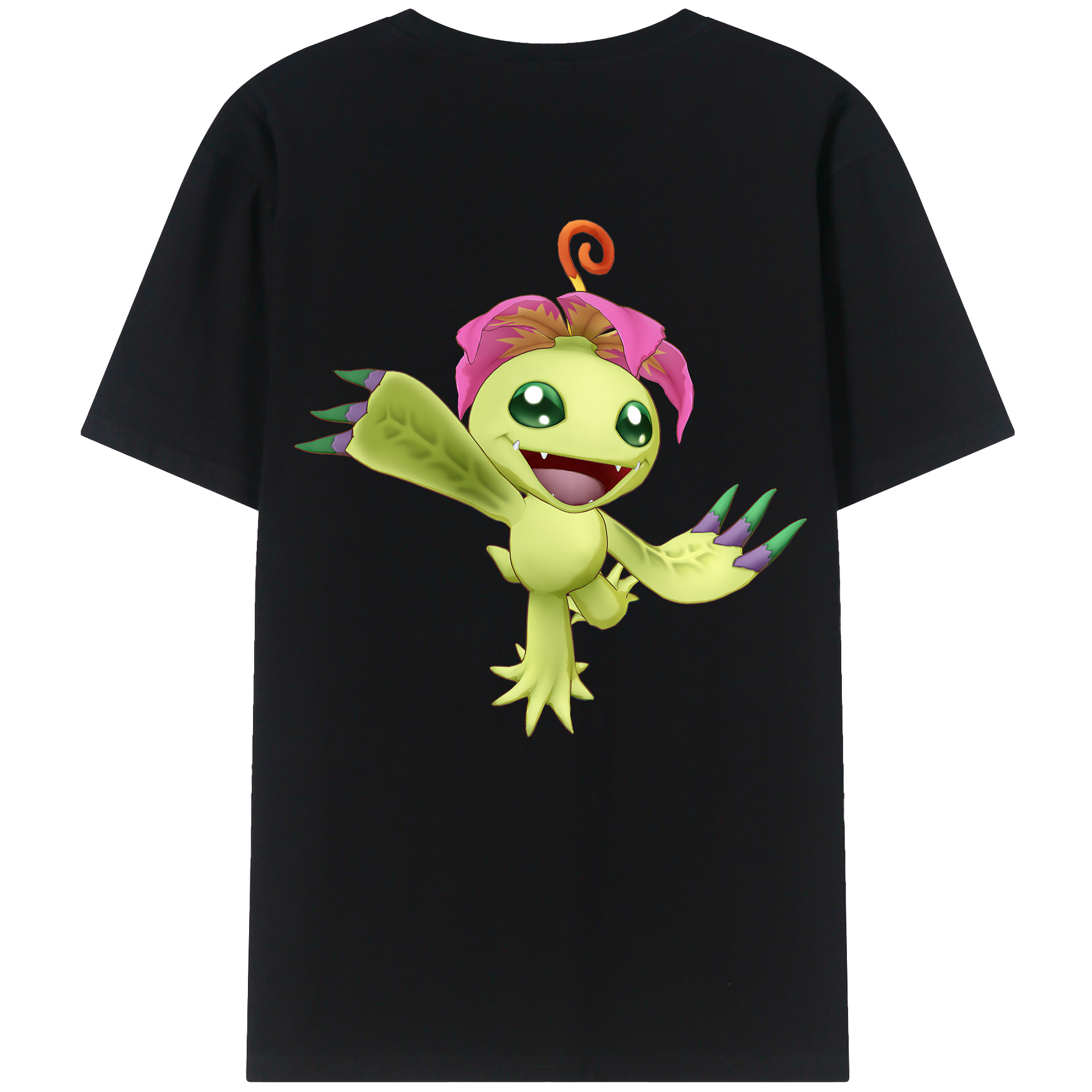 （画像用） Digimon デジタルモンスター/デジモン 綿100％ メンズ半袖Tシャツ（バックプリント） 通気性