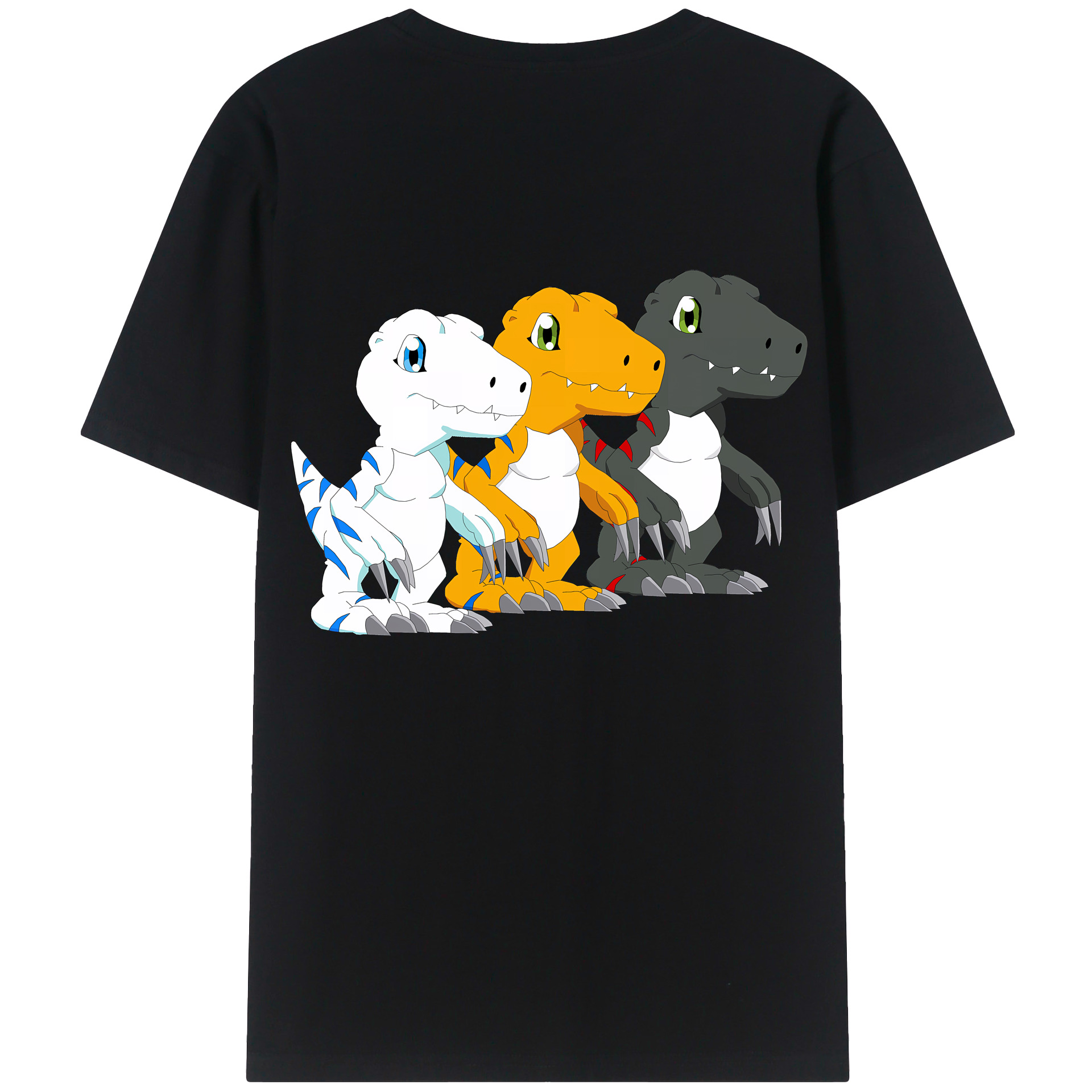 （画像用） Digimon デジタルモンスター/デジモン 綿100％ メンズ半袖Tシャツ（バックプリント） 通気性