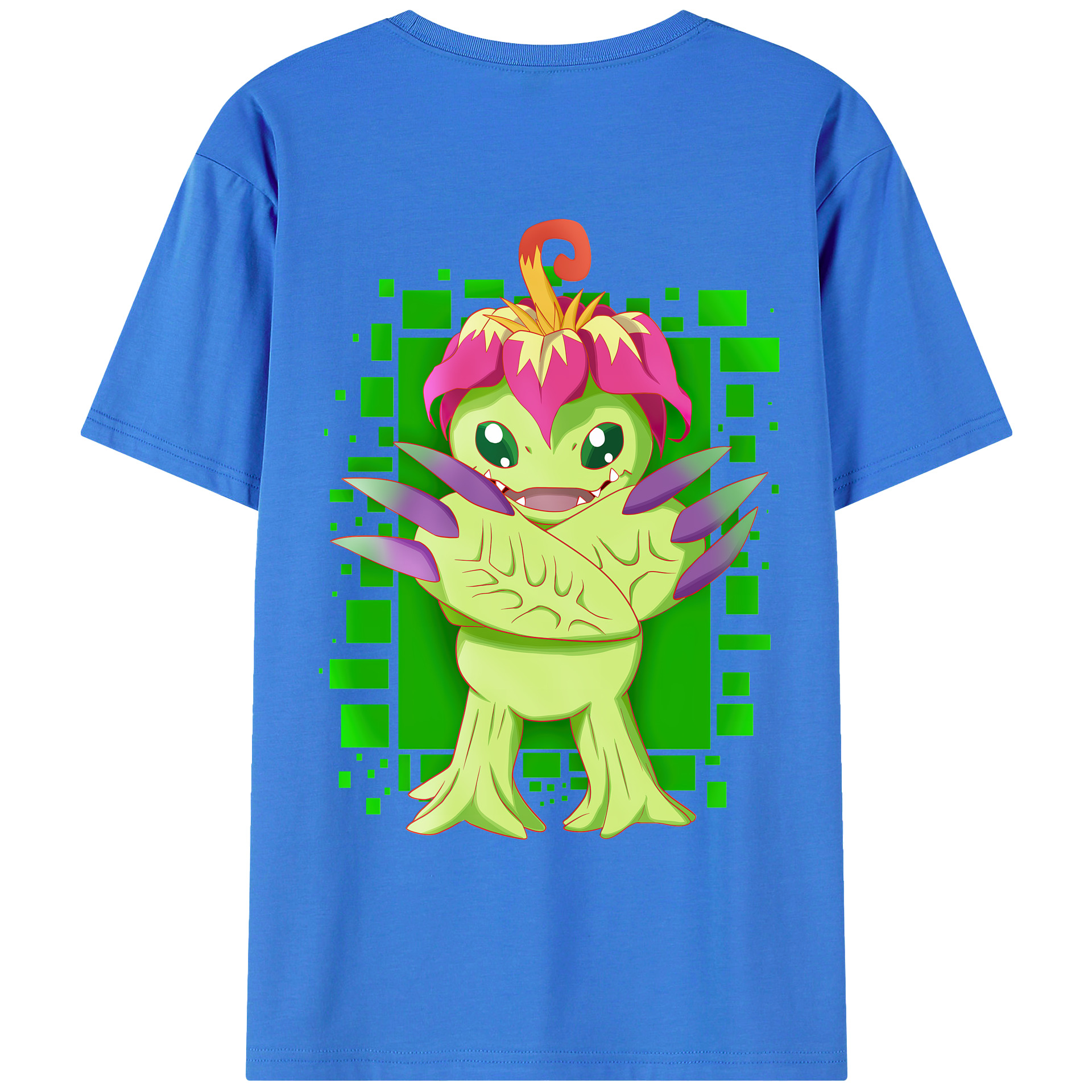 （画像用） Digimon デジタルモンスター/デジモン 綿100％ メンズ半袖Tシャツ（バックプリント） 通気性