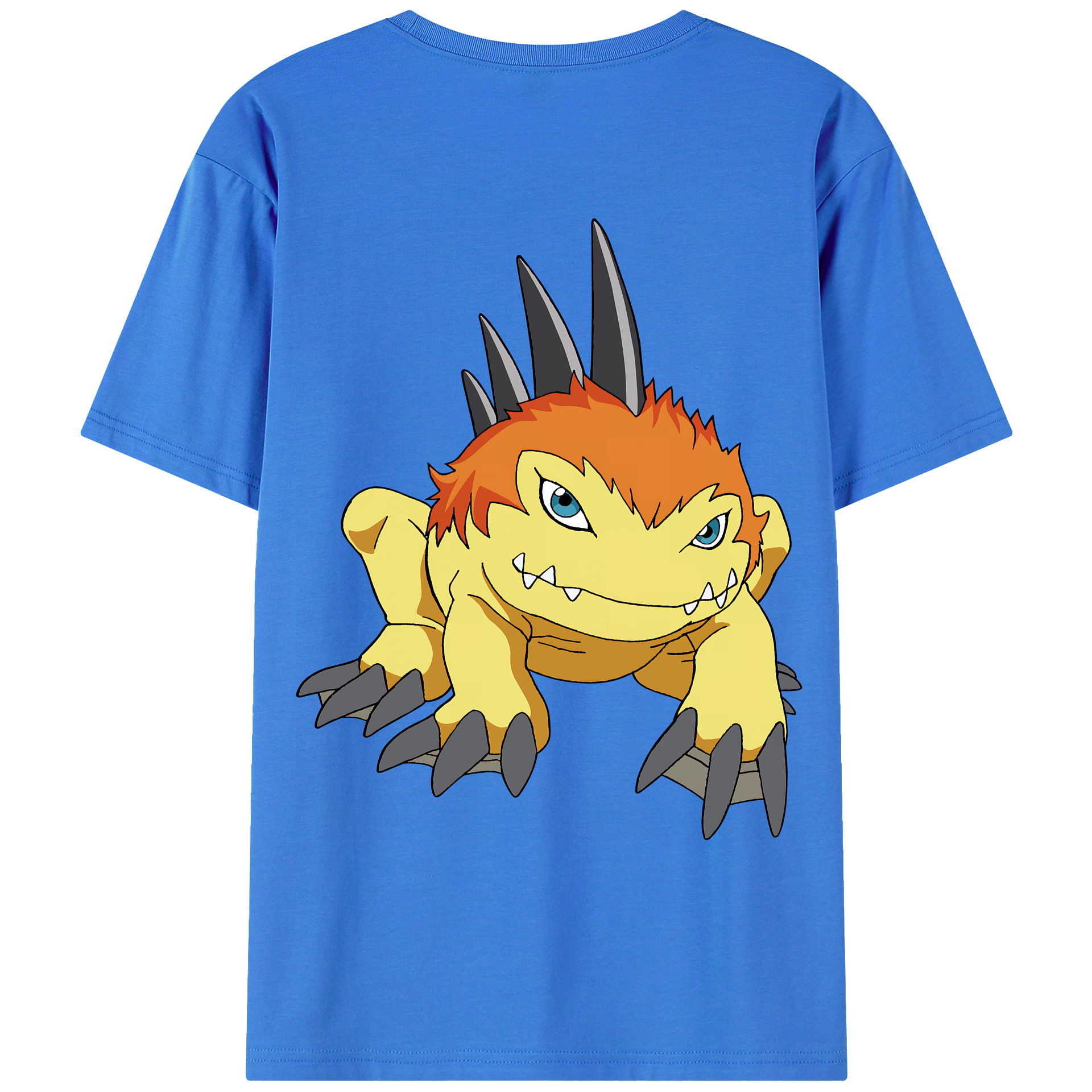 （画像用） Digimon デジタルモンスター/デジモン 綿100％ メンズ半袖Tシャツ（バックプリント） 通気性