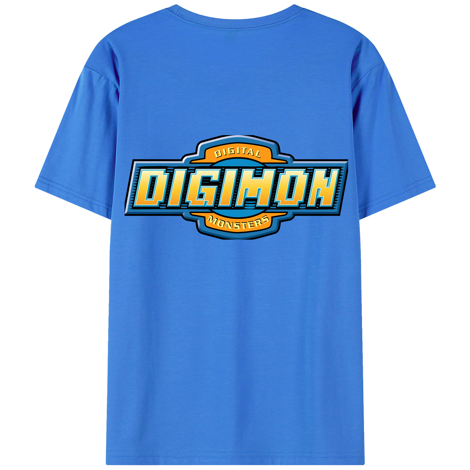 （画像用） Digimon デジタルモンスター/デジモン 綿100％ メンズ半袖Tシャツ（バックプリント） 通気性