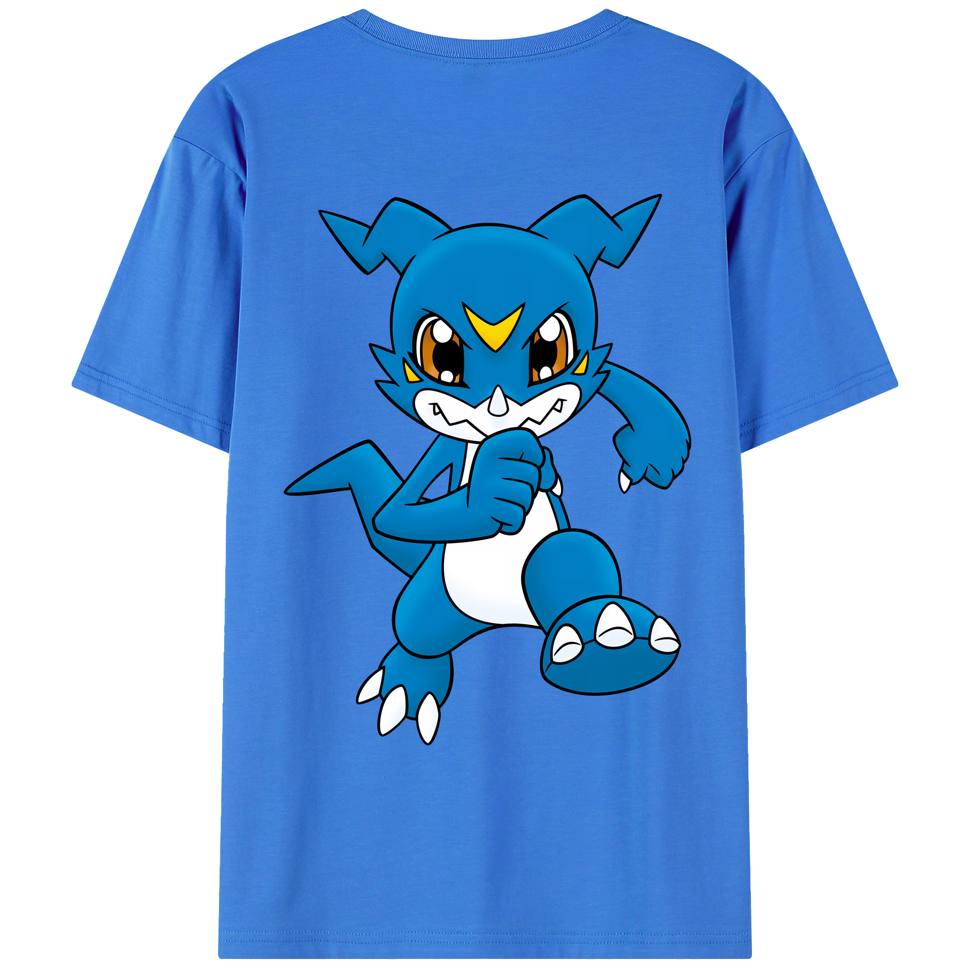 （画像用） Digimon デジタルモンスター/デジモン 綿100％ メンズ半袖Tシャツ（バックプリント） 通気性