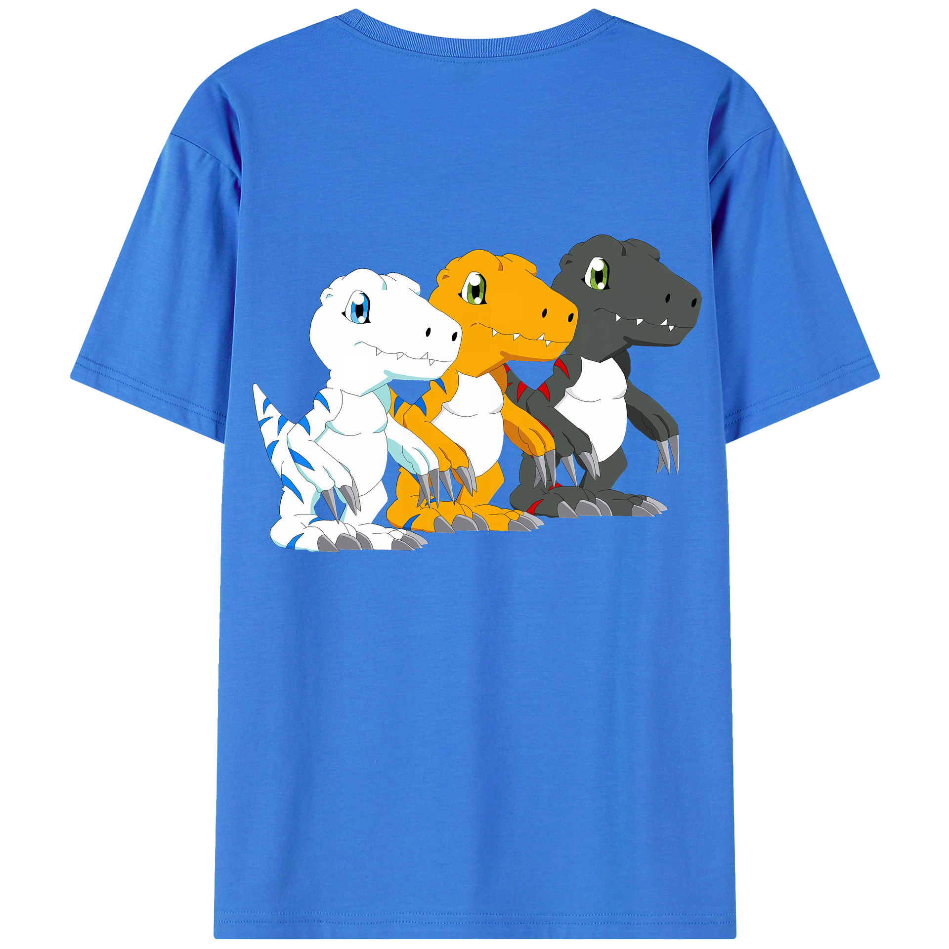 （画像用） Digimon デジタルモンスター/デジモン 綿100％ メンズ半袖Tシャツ（バックプリント） 通気性