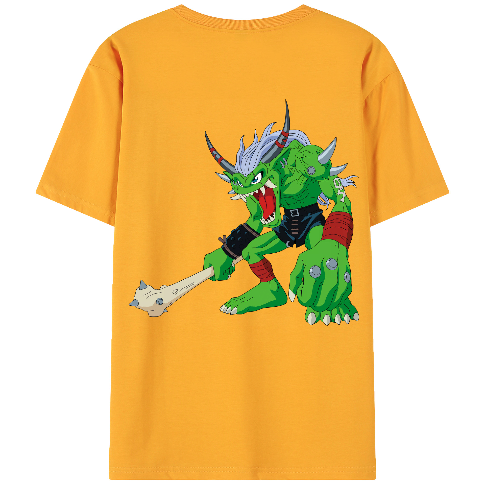 （画像用） Digimon デジタルモンスター/デジモン 綿100％ メンズ半袖Tシャツ（バックプリント） 通気性