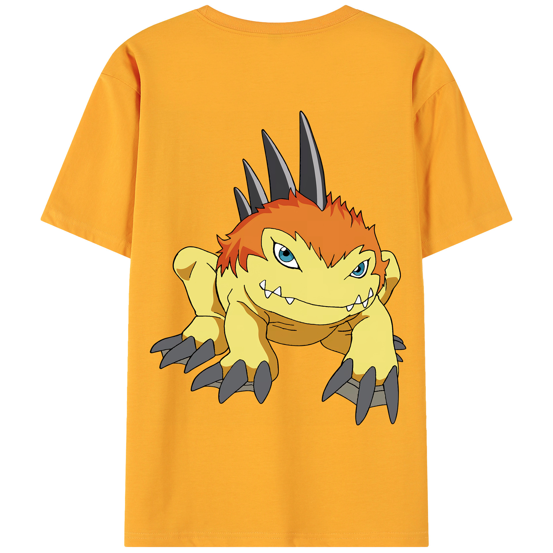 （画像用） Digimon デジタルモンスター/デジモン 綿100％ メンズ半袖Tシャツ（バックプリント） 通気性