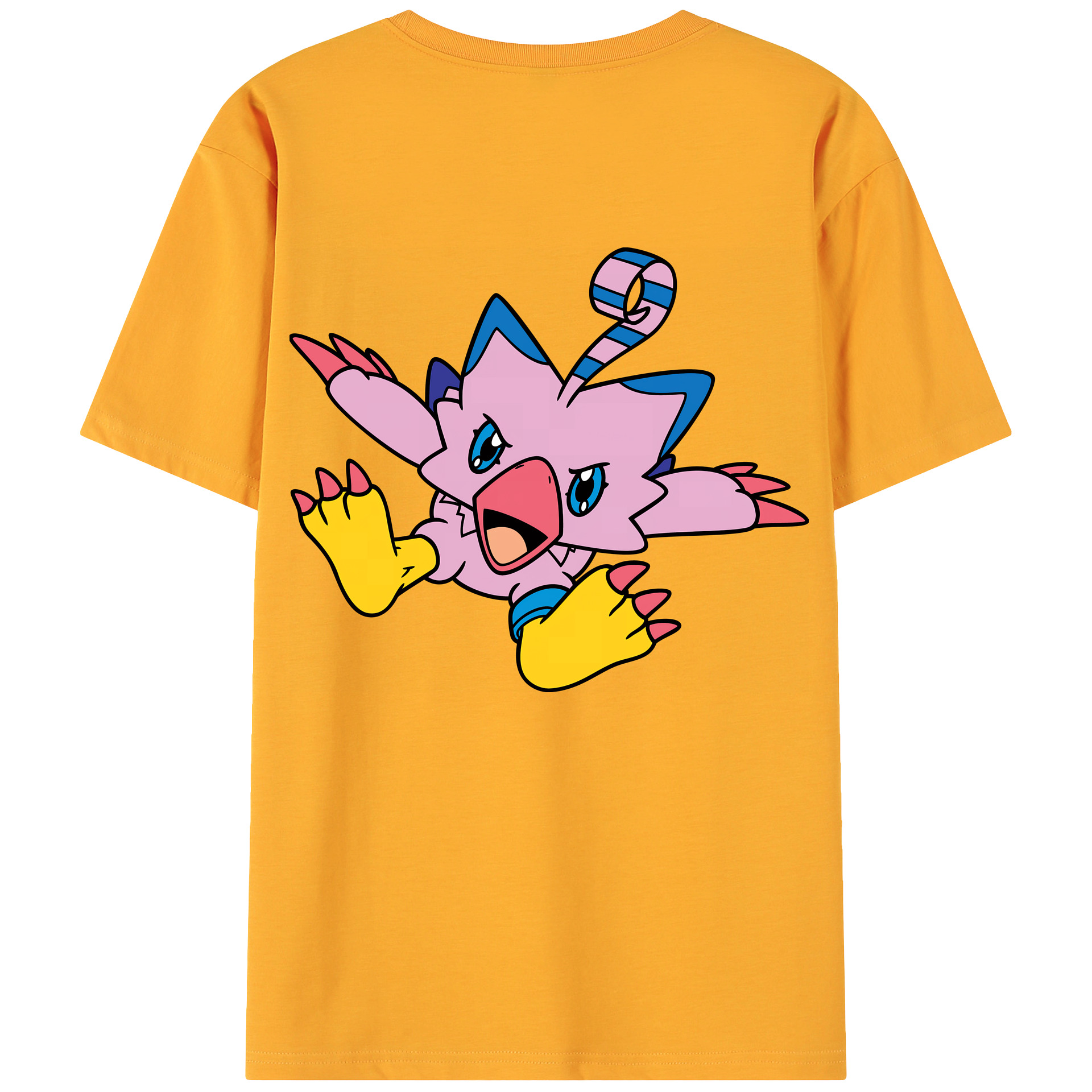 （画像用） Digimon デジタルモンスター/デジモン 綿100％ メンズ半袖Tシャツ（バックプリント） 通気性