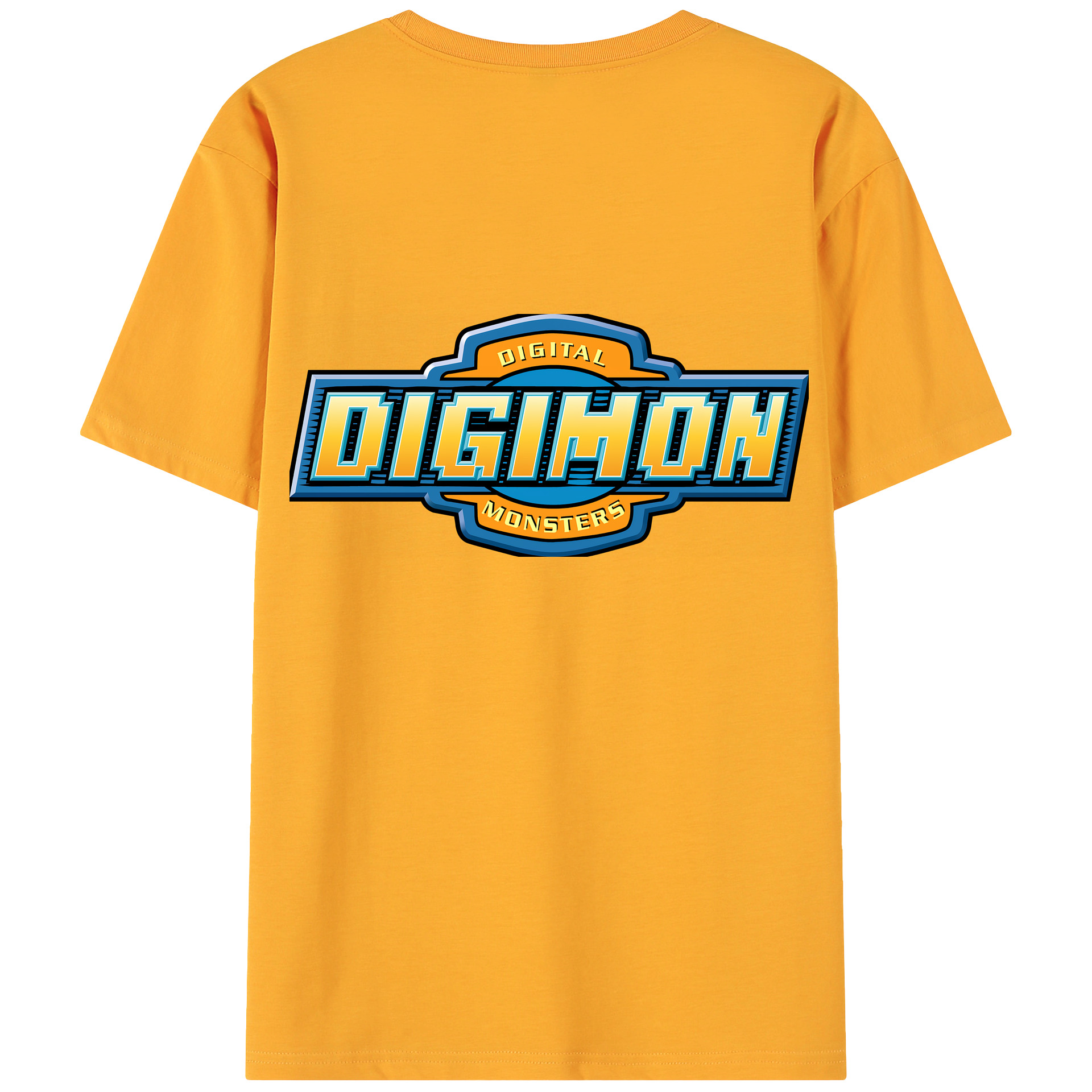 （画像用） Digimon デジタルモンスター/デジモン 綿100％ メンズ半袖Tシャツ（バックプリント） 通気性