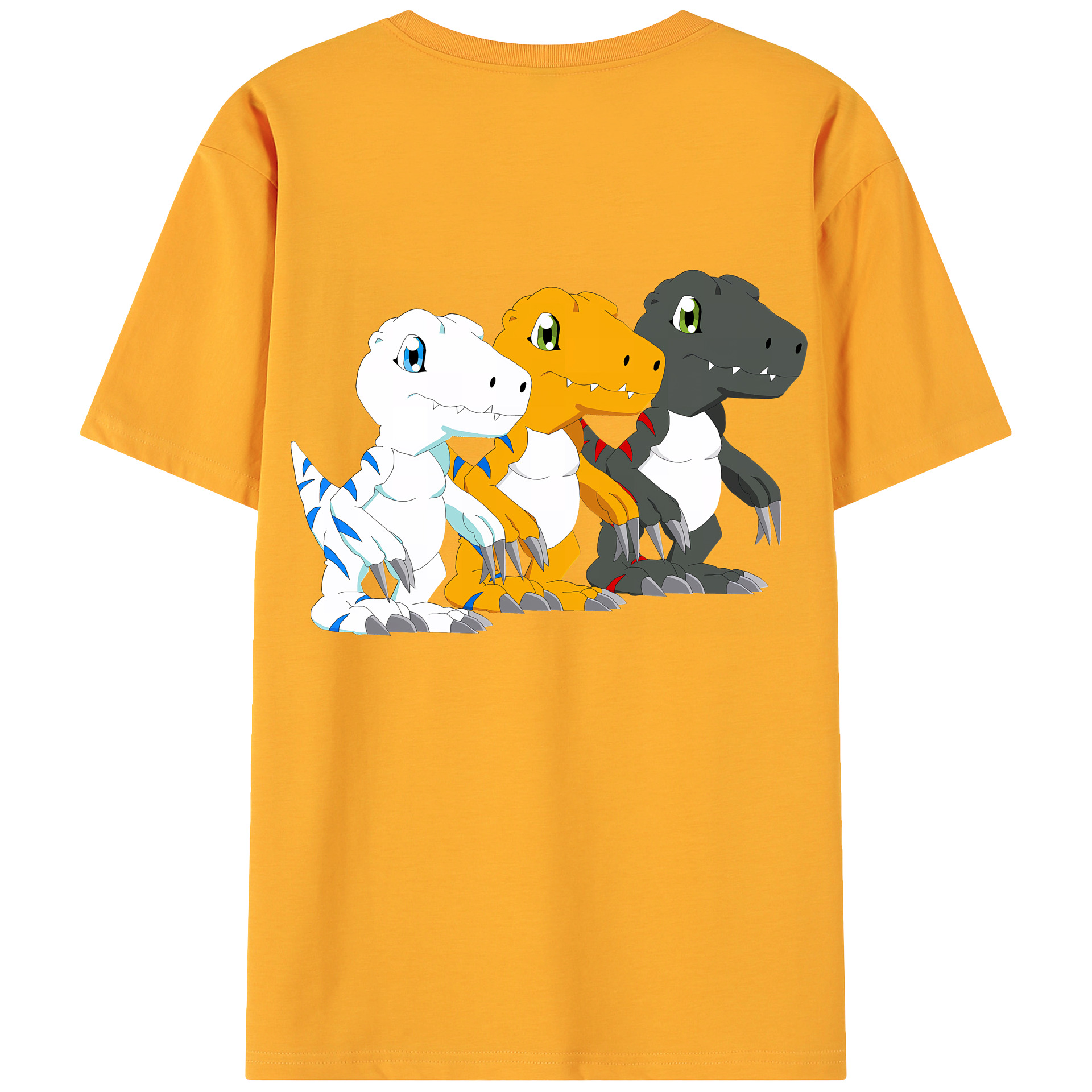 （画像用） Digimon デジタルモンスター/デジモン 綿100％ メンズ半袖Tシャツ（バックプリント） 通気性