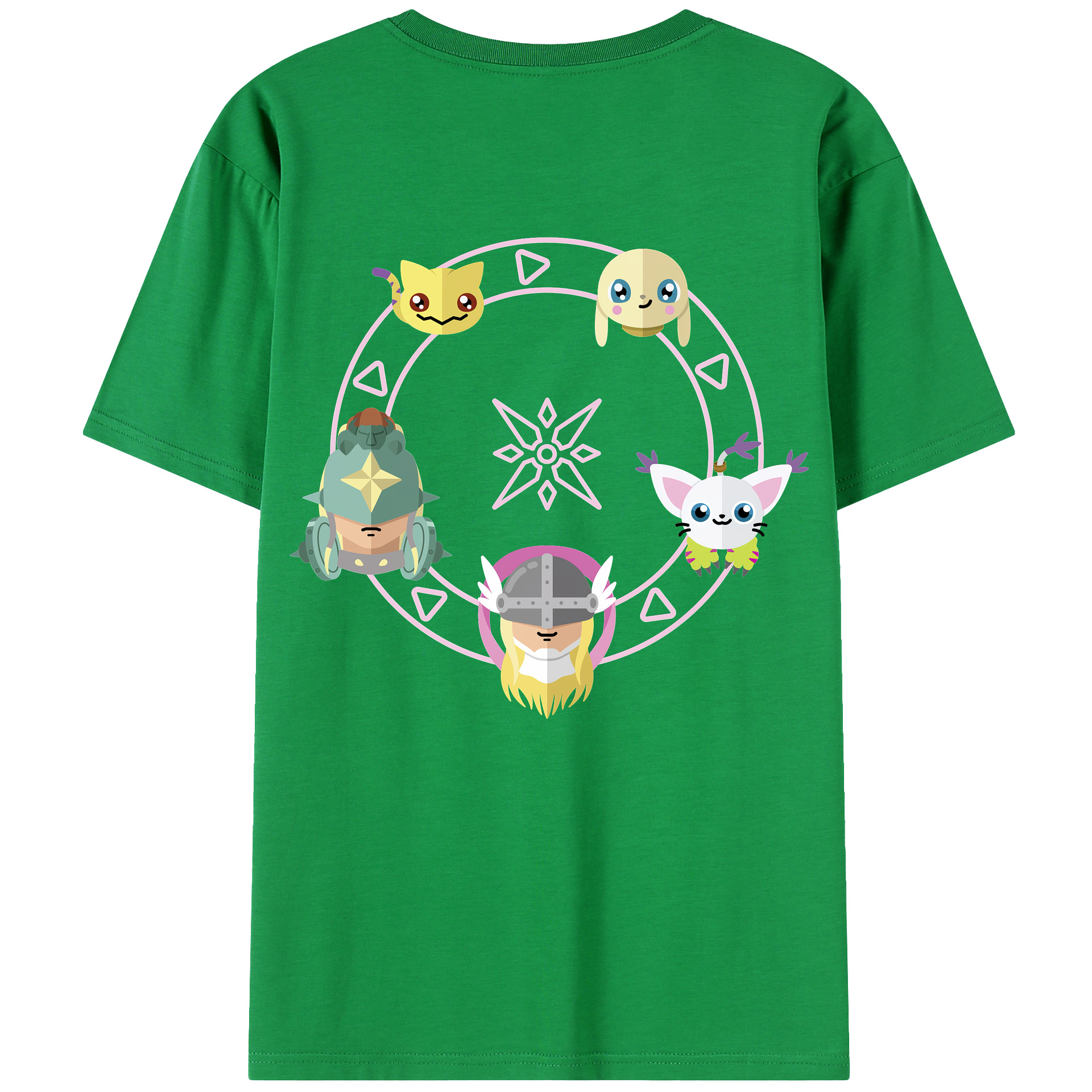 （画像用） Digimon デジタルモンスター/デジモン 綿100％ メンズ半袖Tシャツ（バックプリント） 通気性