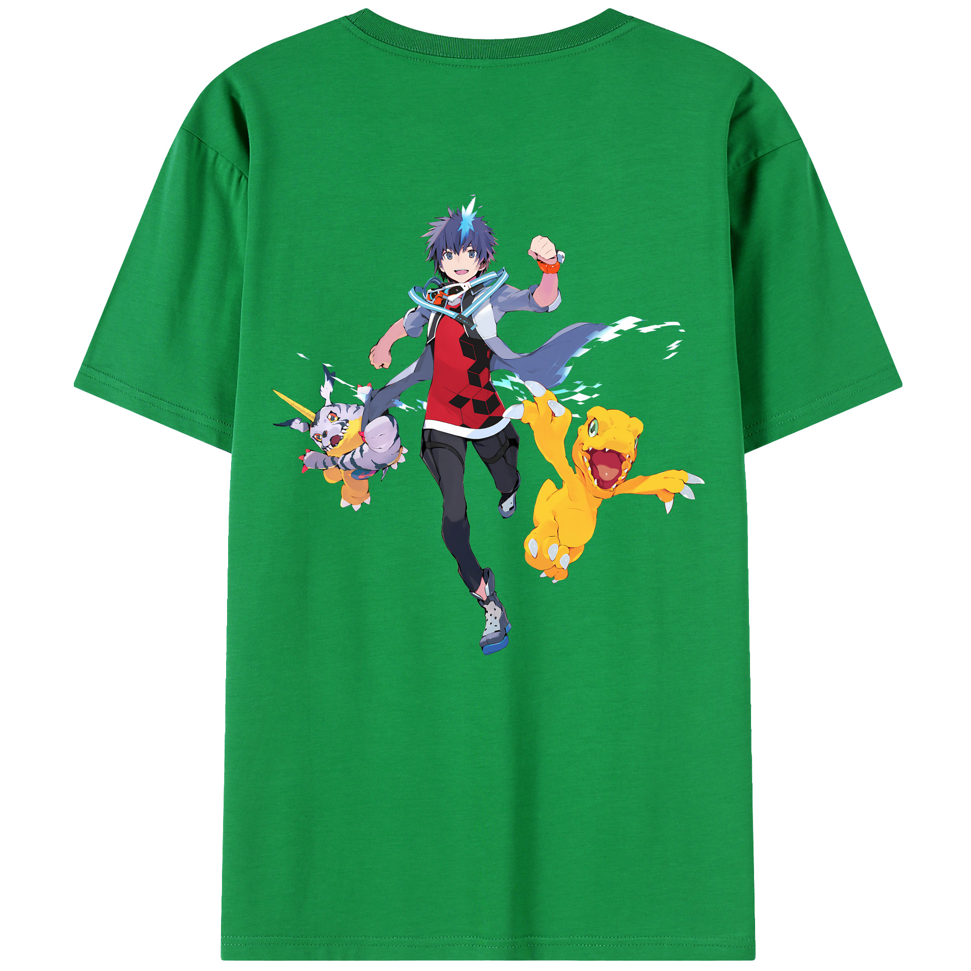 （画像用） Digimon デジタルモンスター/デジモン 綿100％ メンズ半袖Tシャツ（バックプリント） 通気性