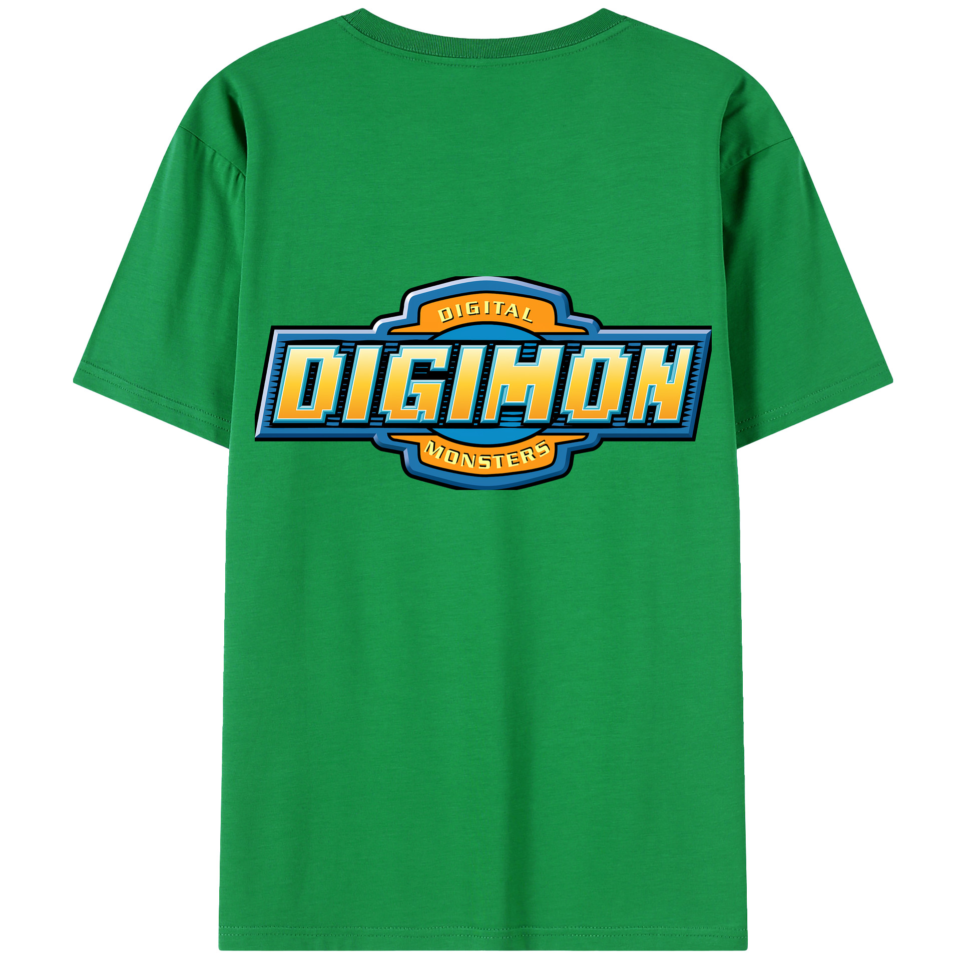 （画像用） Digimon デジタルモンスター/デジモン 綿100％ メンズ半袖Tシャツ（バックプリント） 通気性