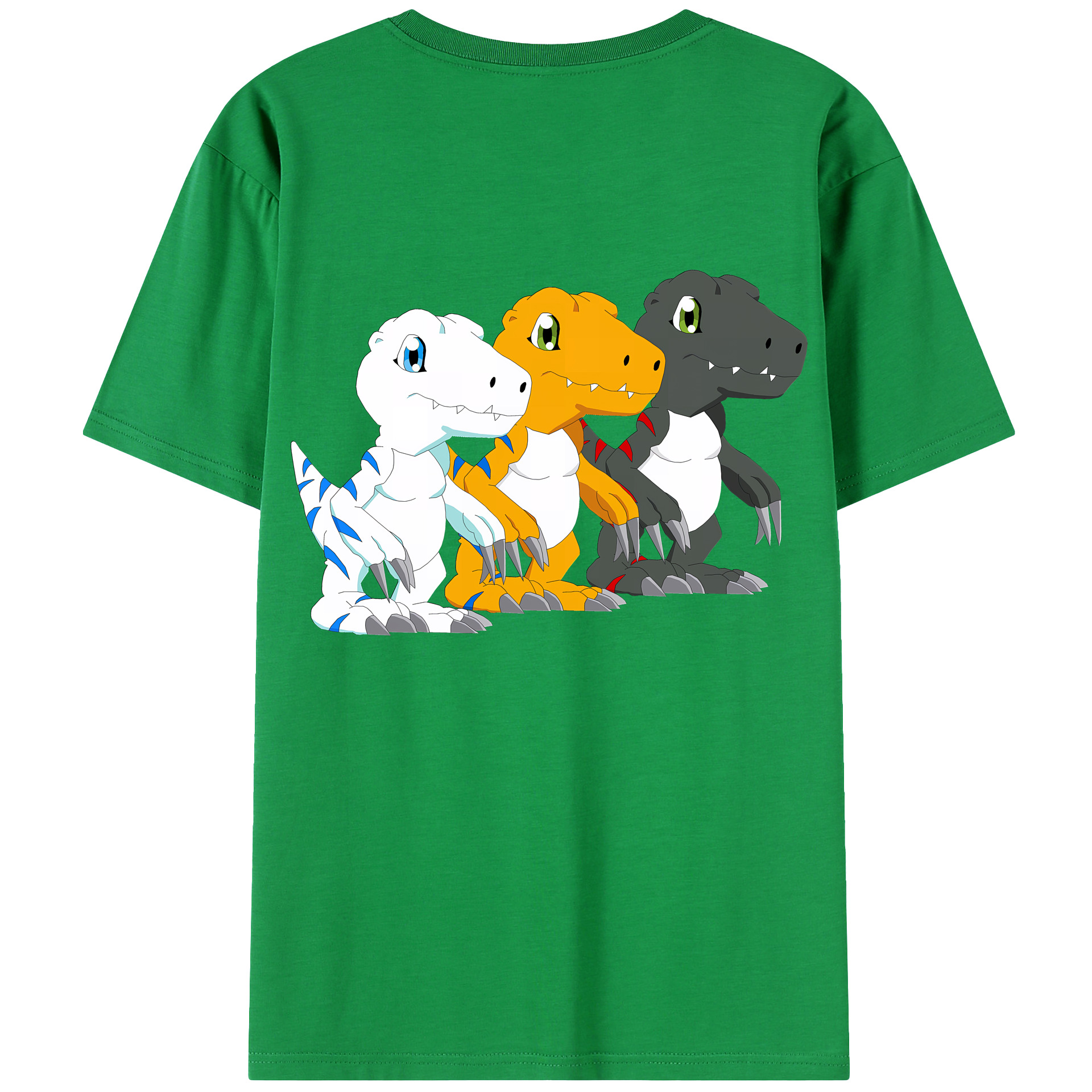 （画像用） Digimon デジタルモンスター/デジモン 綿100％ メンズ半袖Tシャツ（バックプリント） 通気性