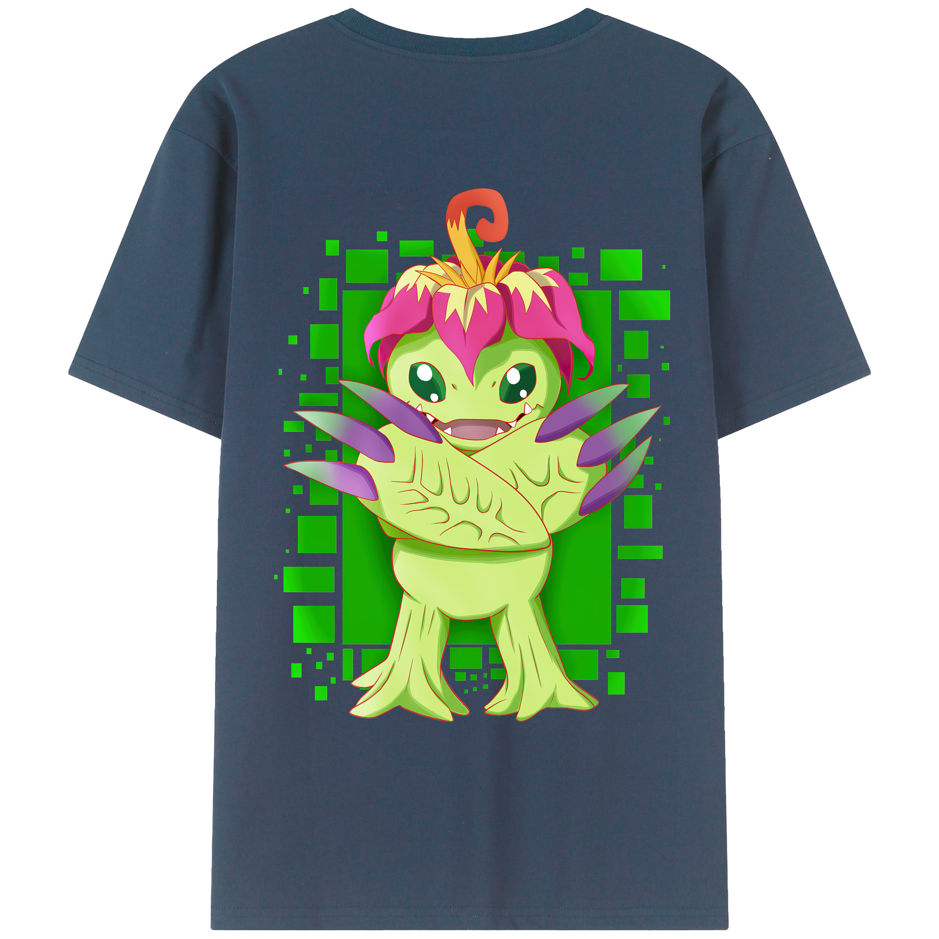 （画像用） Digimon デジタルモンスター/デジモン 綿100％ メンズ半袖Tシャツ（バックプリント） 通気性