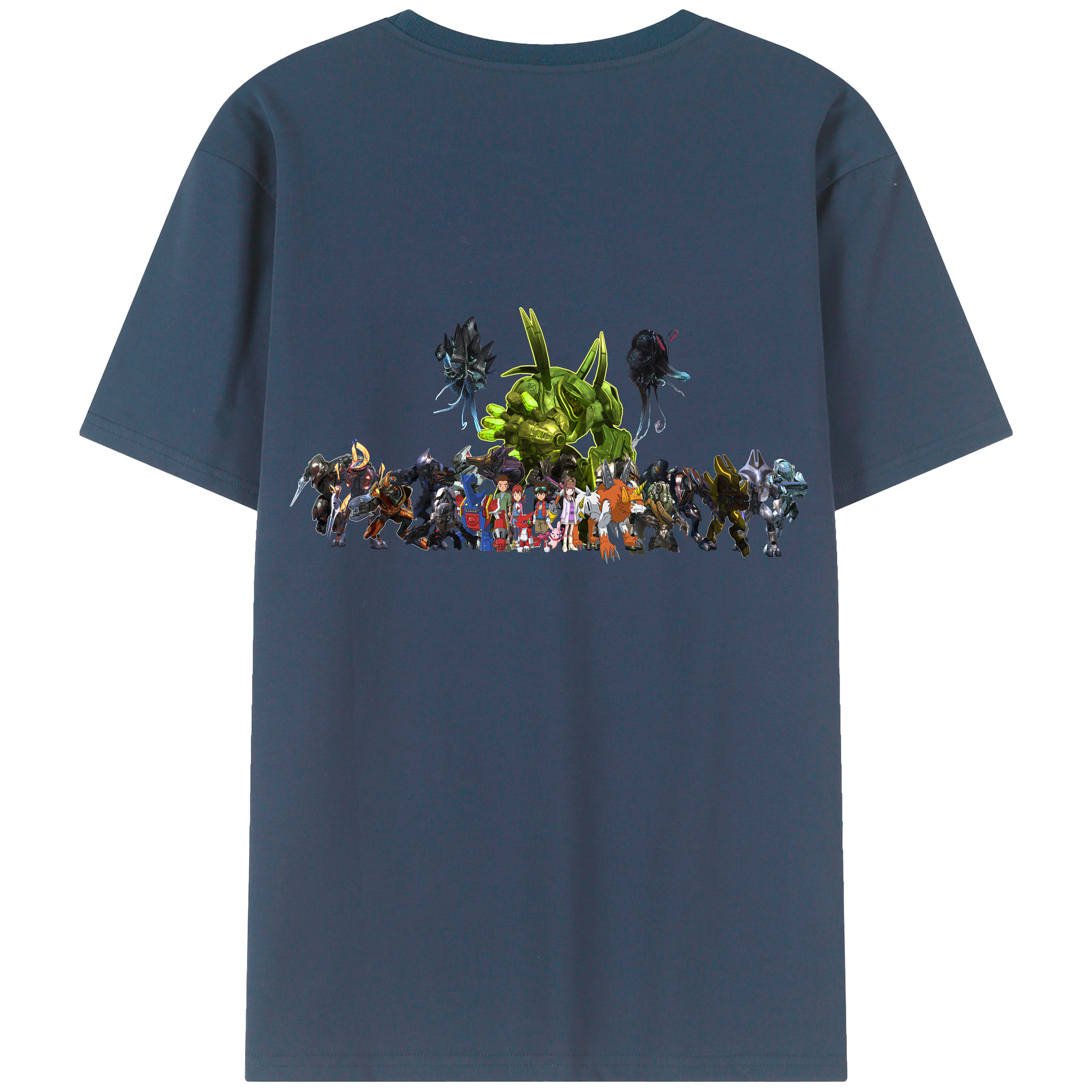 （画像用） Digimon デジタルモンスター/デジモン 綿100％ メンズ半袖Tシャツ（バックプリント） 通気性