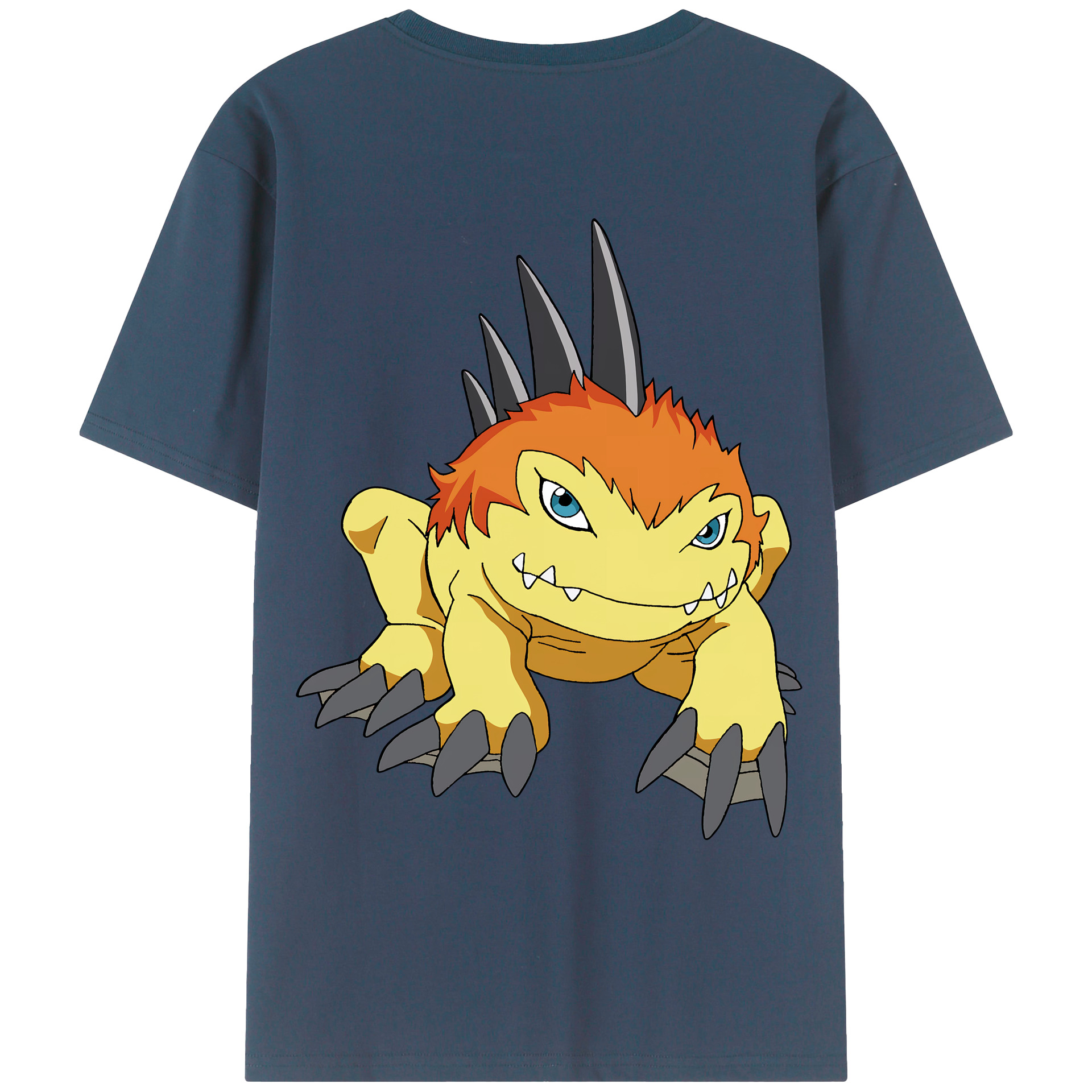 （画像用） Digimon デジタルモンスター/デジモン 綿100％ メンズ半袖Tシャツ（バックプリント） 通気性