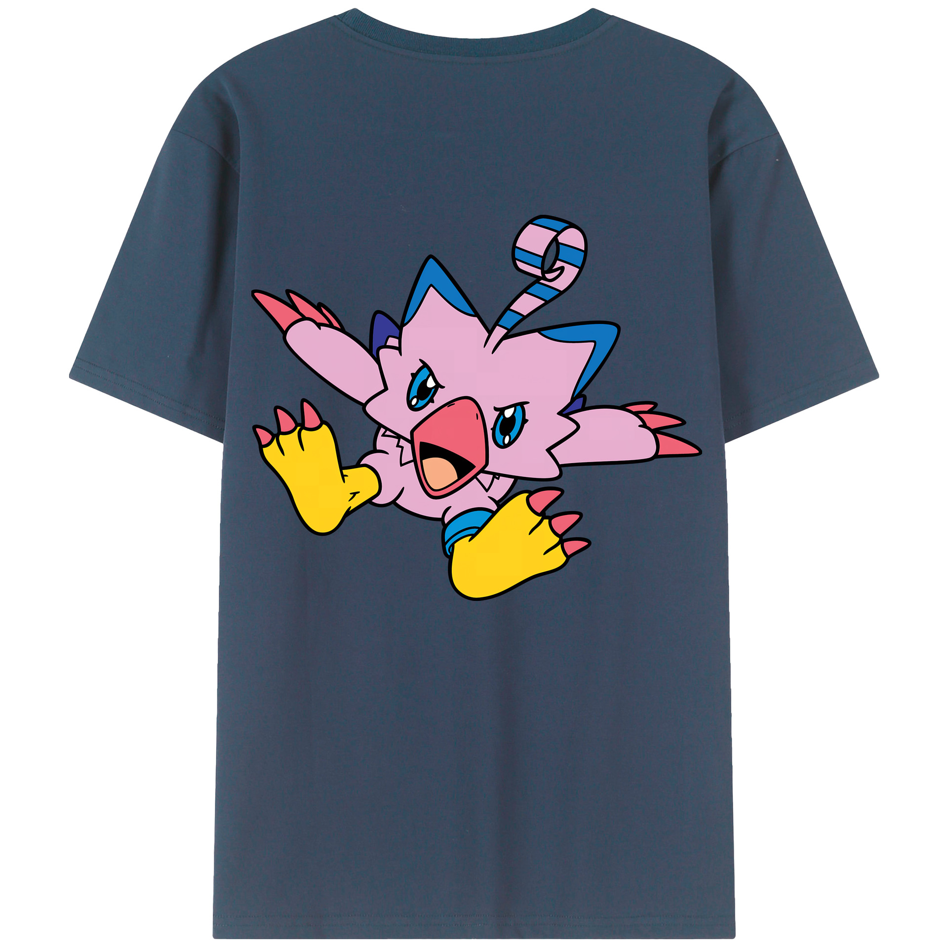 （画像用） Digimon デジタルモンスター/デジモン 綿100％ メンズ半袖Tシャツ（バックプリント） 通気性